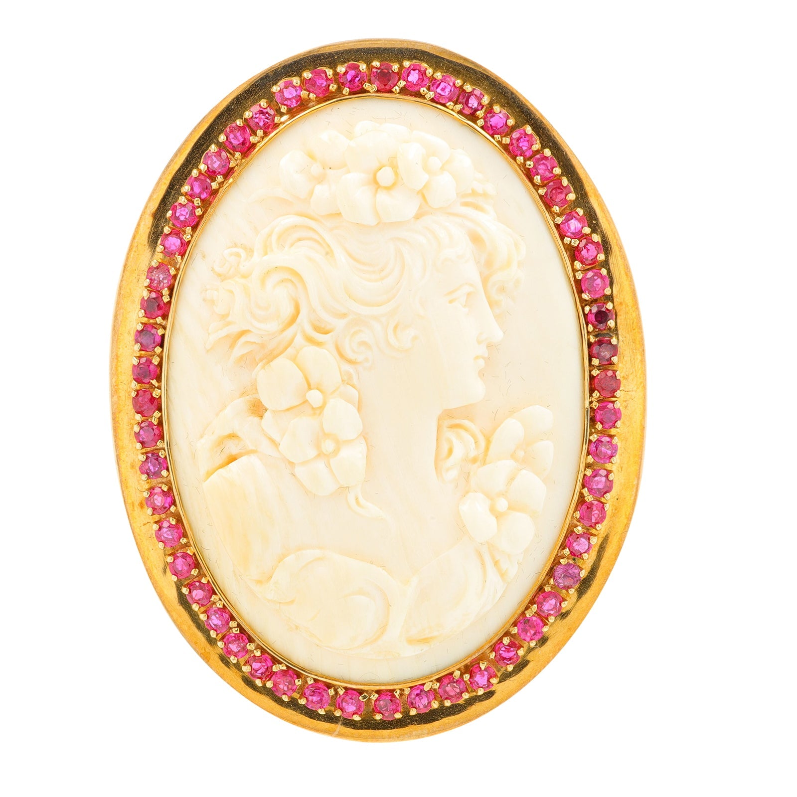 14K YG Ruby Cameo