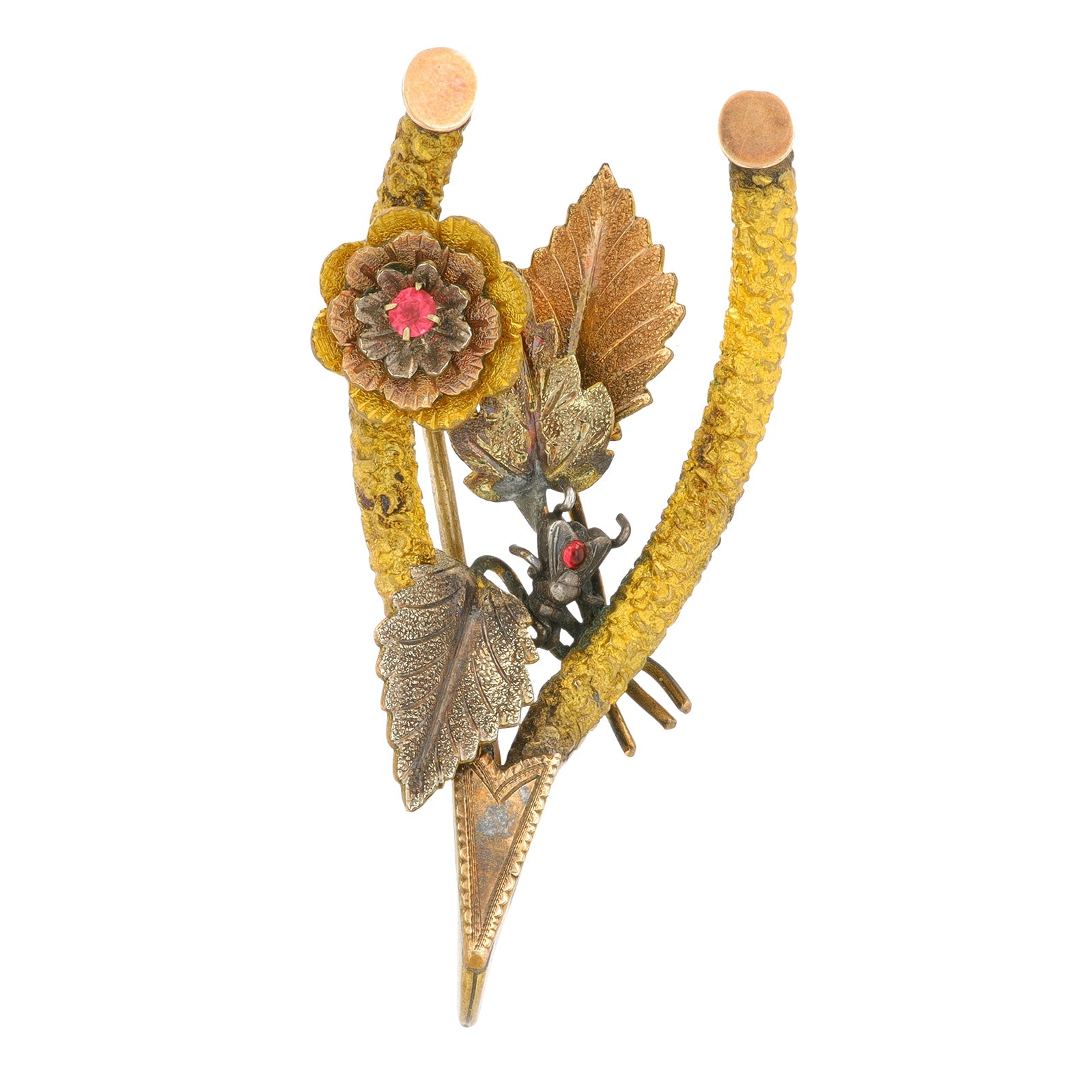 10K YG Ruby Flower Wishbone Cameo