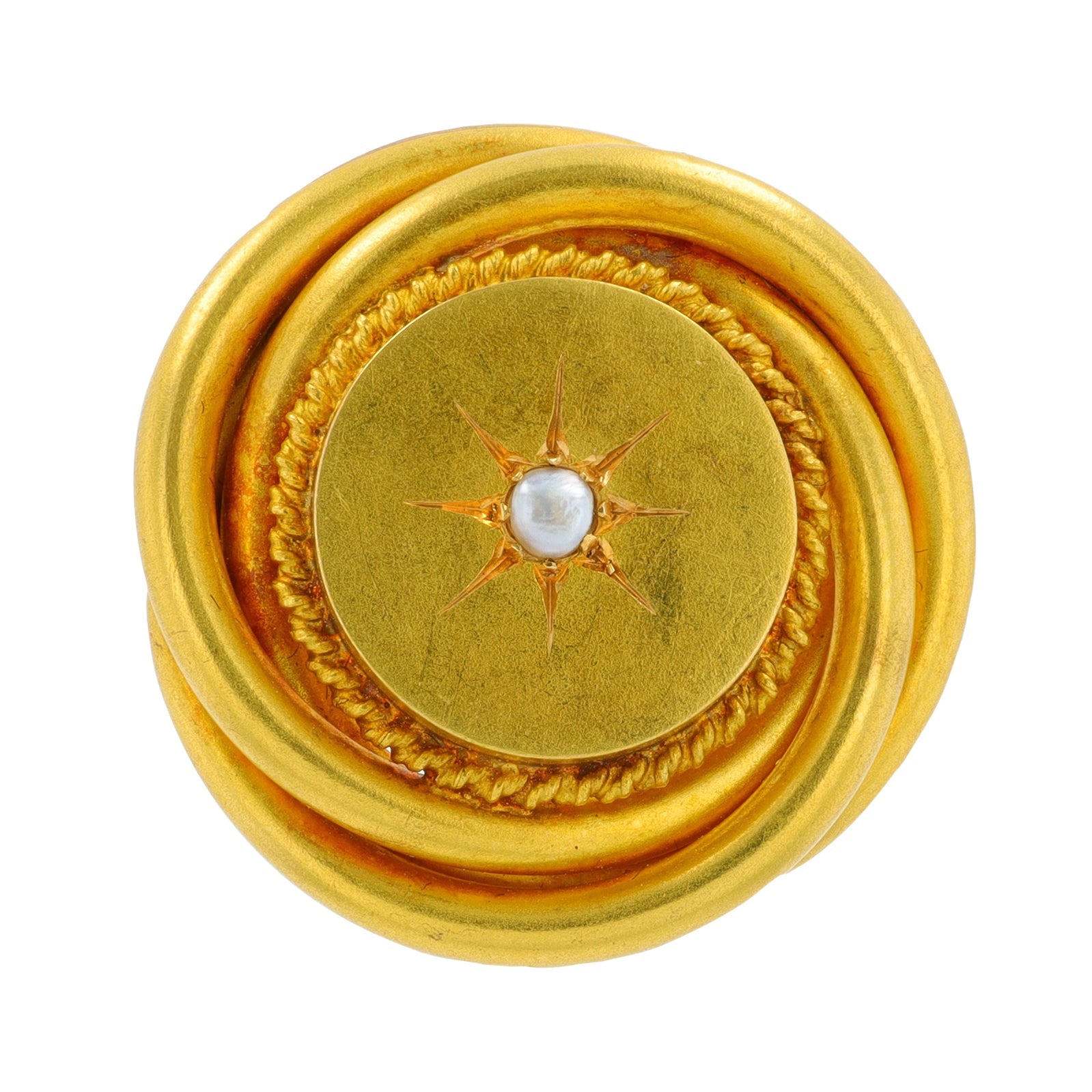 18K YG Vintage Pearl Brooch