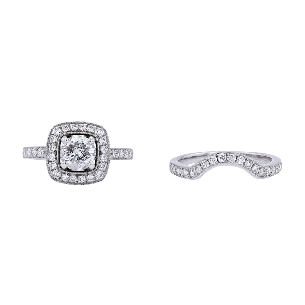 14K WG 1.10 CTR Halo Bridal Set