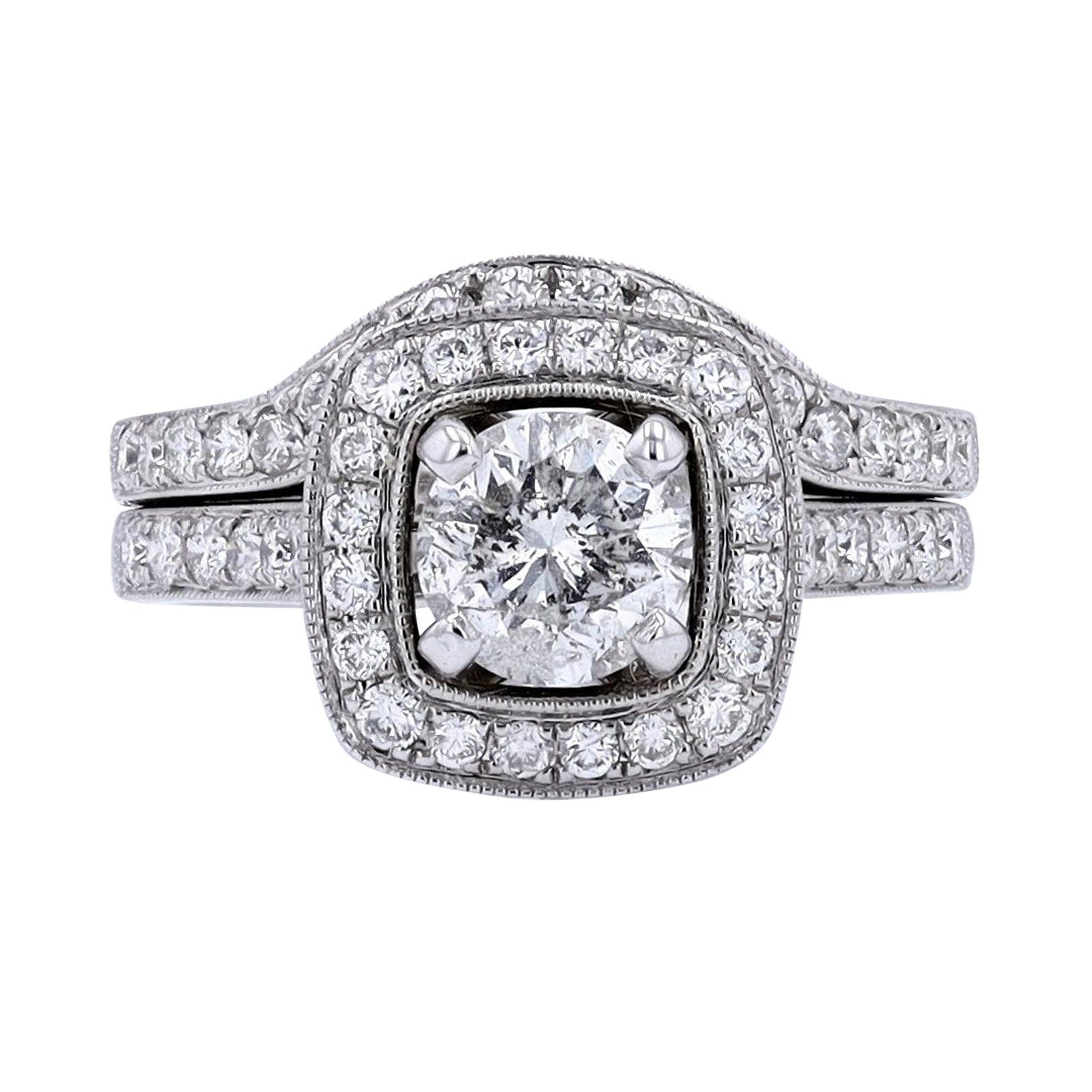 14K WG 1.10 CTR Halo Bridal Set