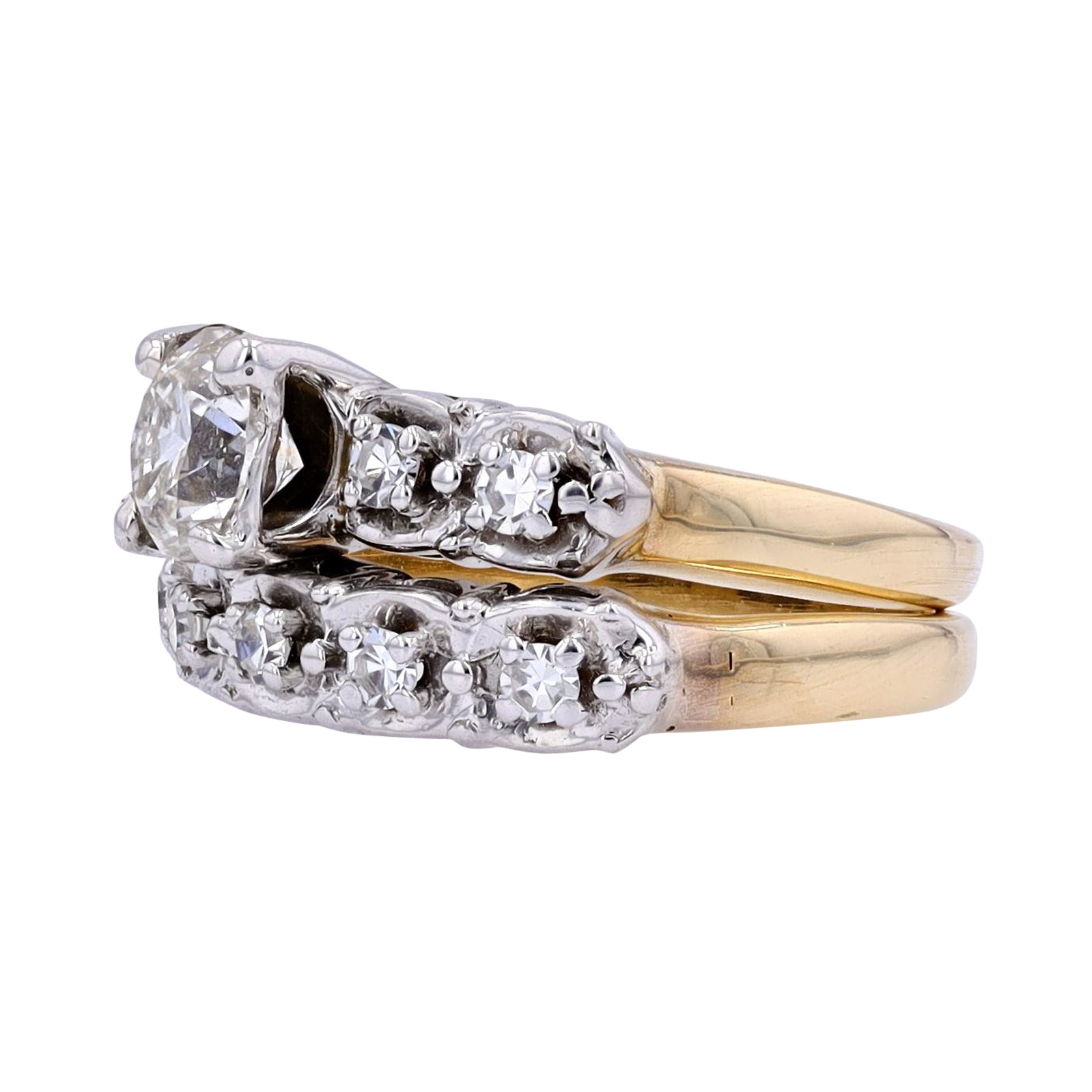 14KTT 1.02 CT Center Halo Bridal Set
