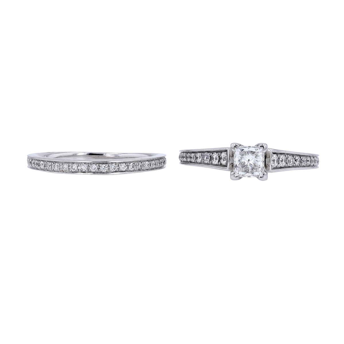 14K WG 0.70 CT Princess Cut Center Bridal Set<p><strong>IGI Available</p></strong>
