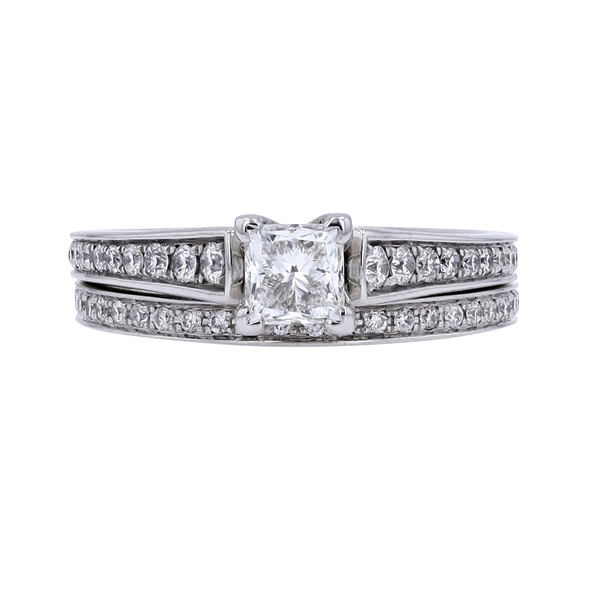 14K WG 0.70 CT Princess Cut Center Bridal Set<p><strong>IGI Available</p></strong>