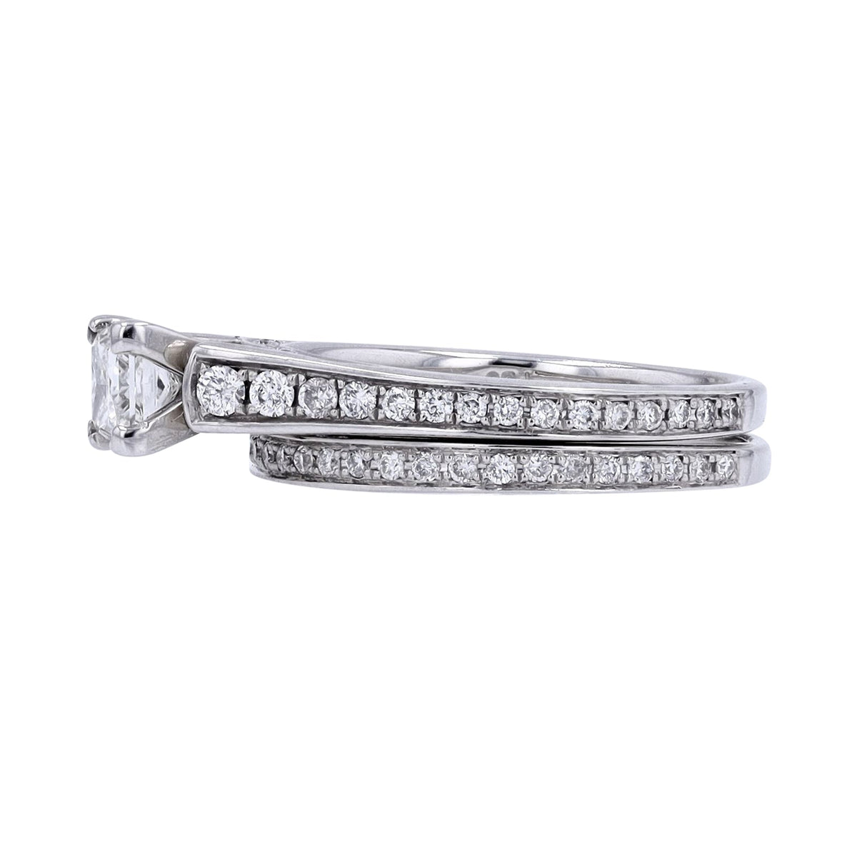 14K WG 0.70 CT Princess Cut Center Bridal Set<p><strong>IGI Available</p></strong>