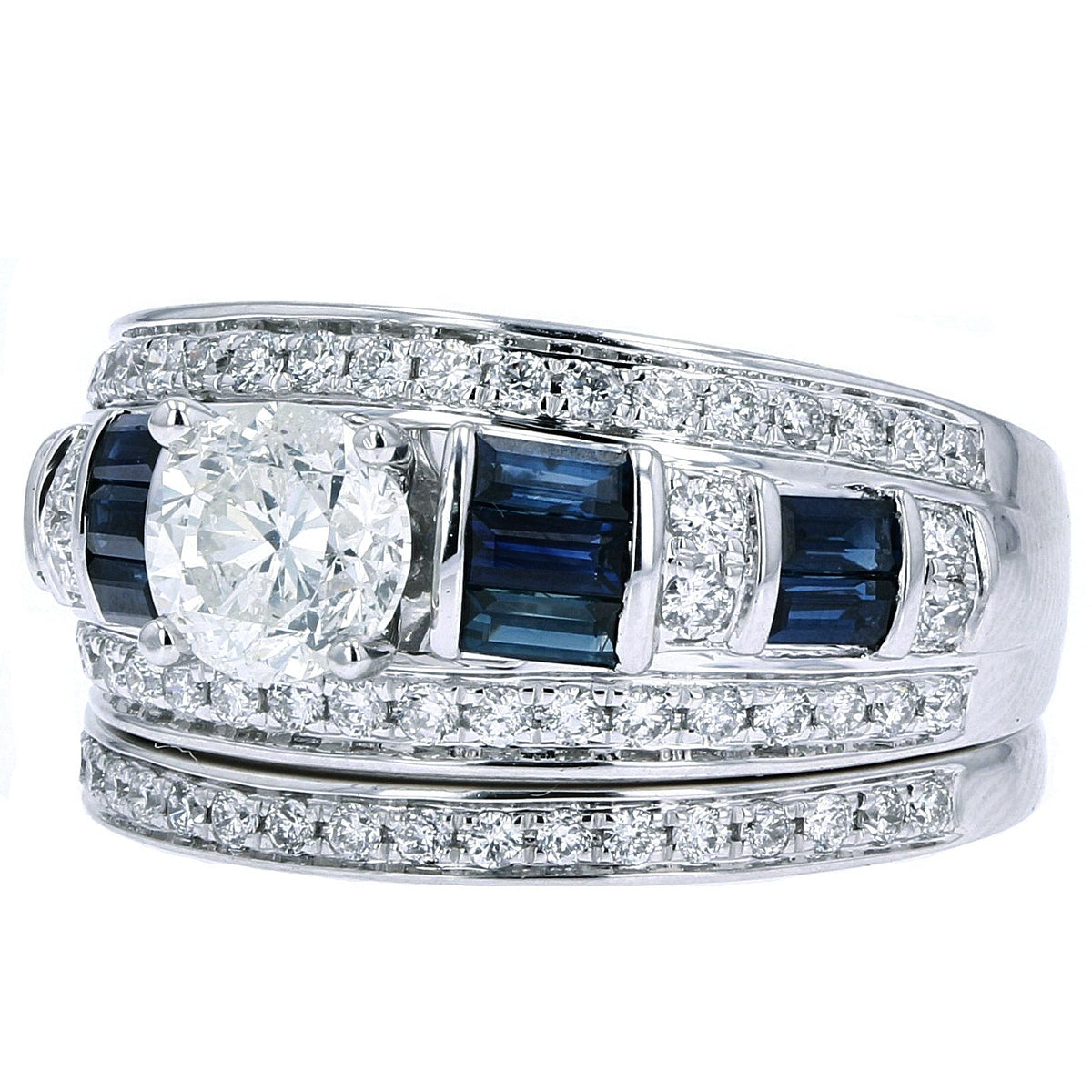 14K WG Sapphire Accent Bridal Set