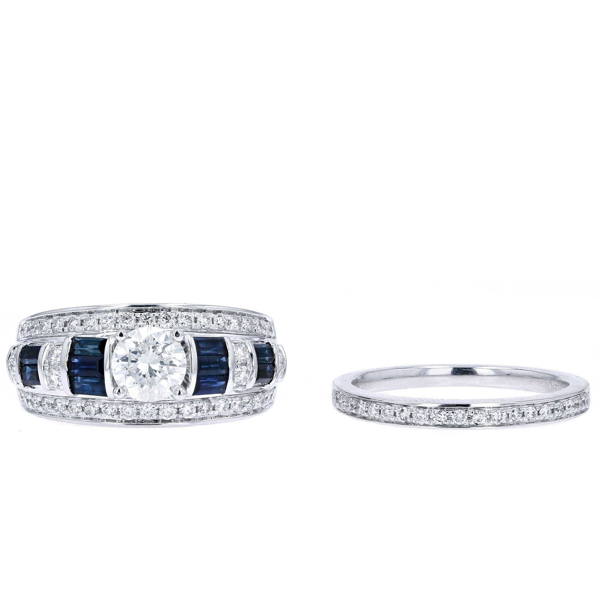 14K WG Sapphire Accent Bridal Set