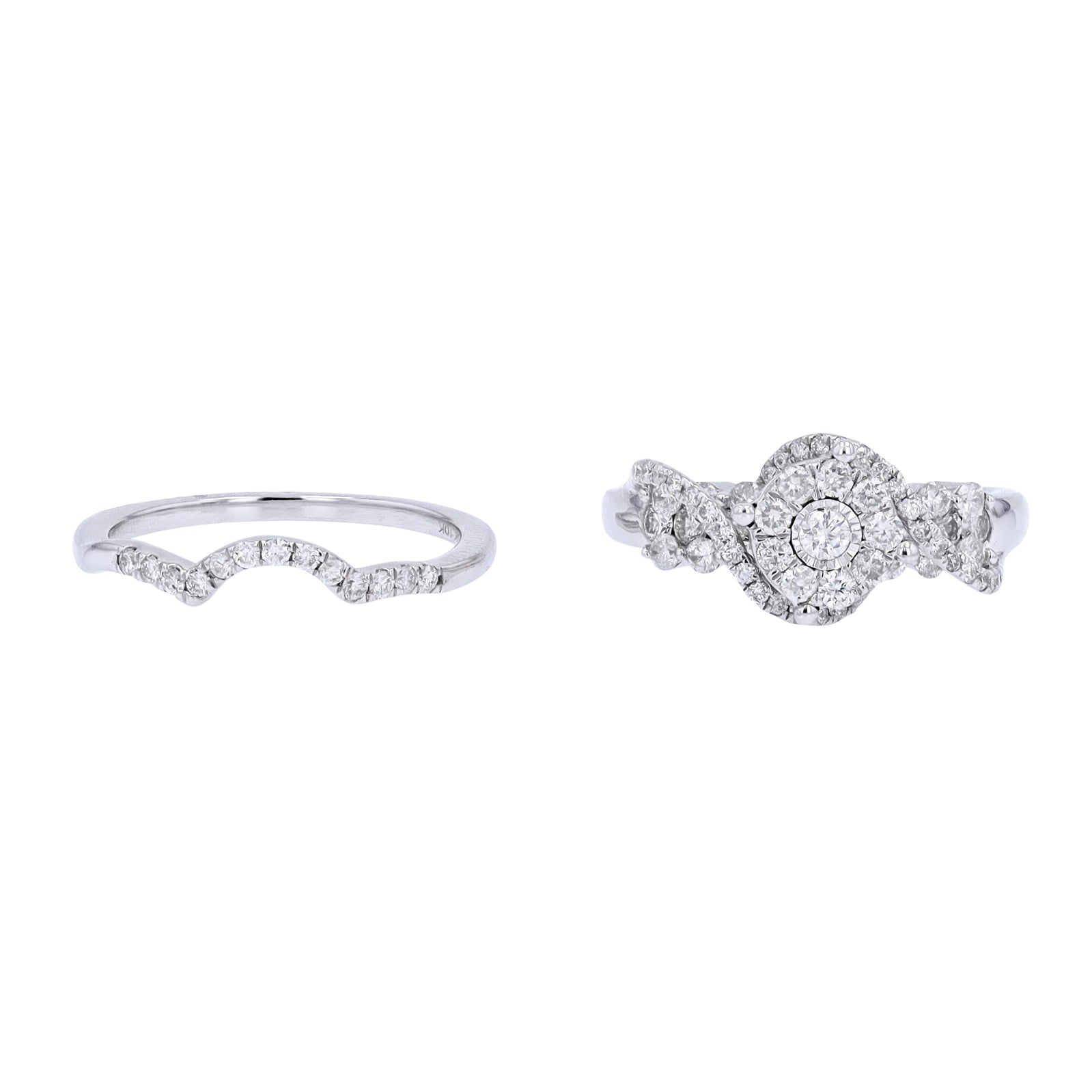 10K WG 1 CTW Diamond Cluster Bridal Set