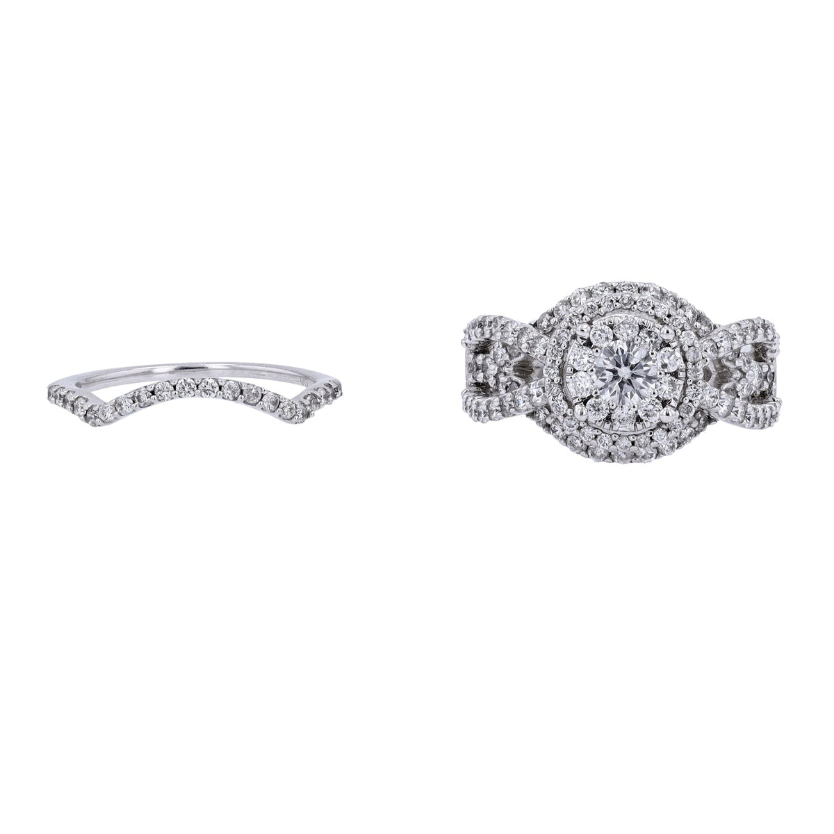 14K WG 1/3 CT Center Bridal Set