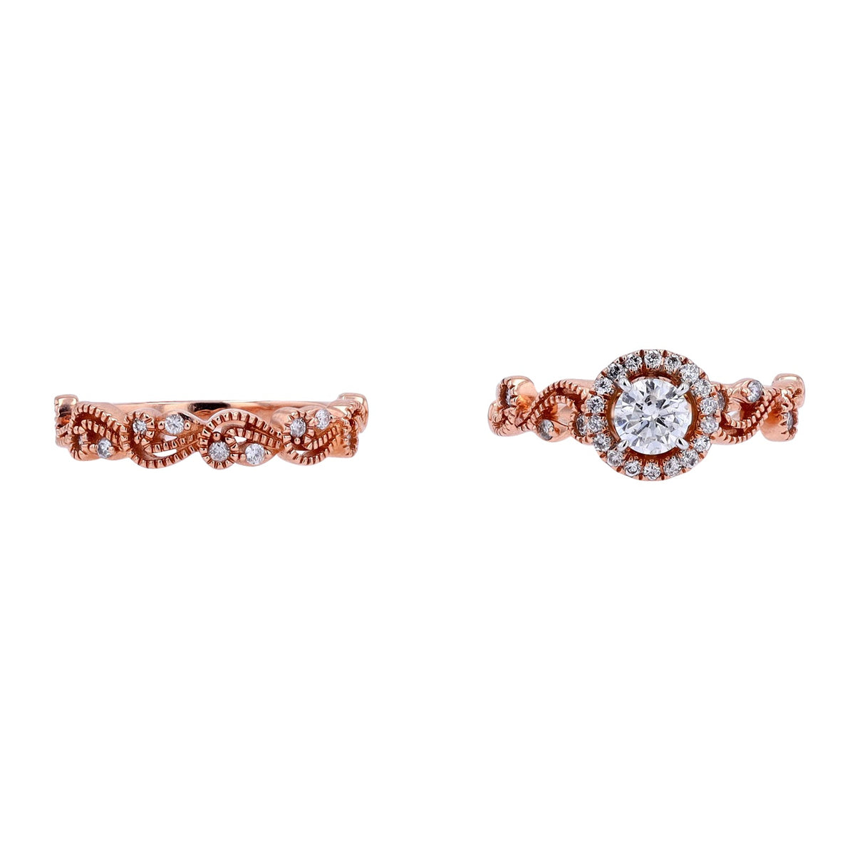 14K RG 1/2 CTR RBC Diamond Bridal Set
