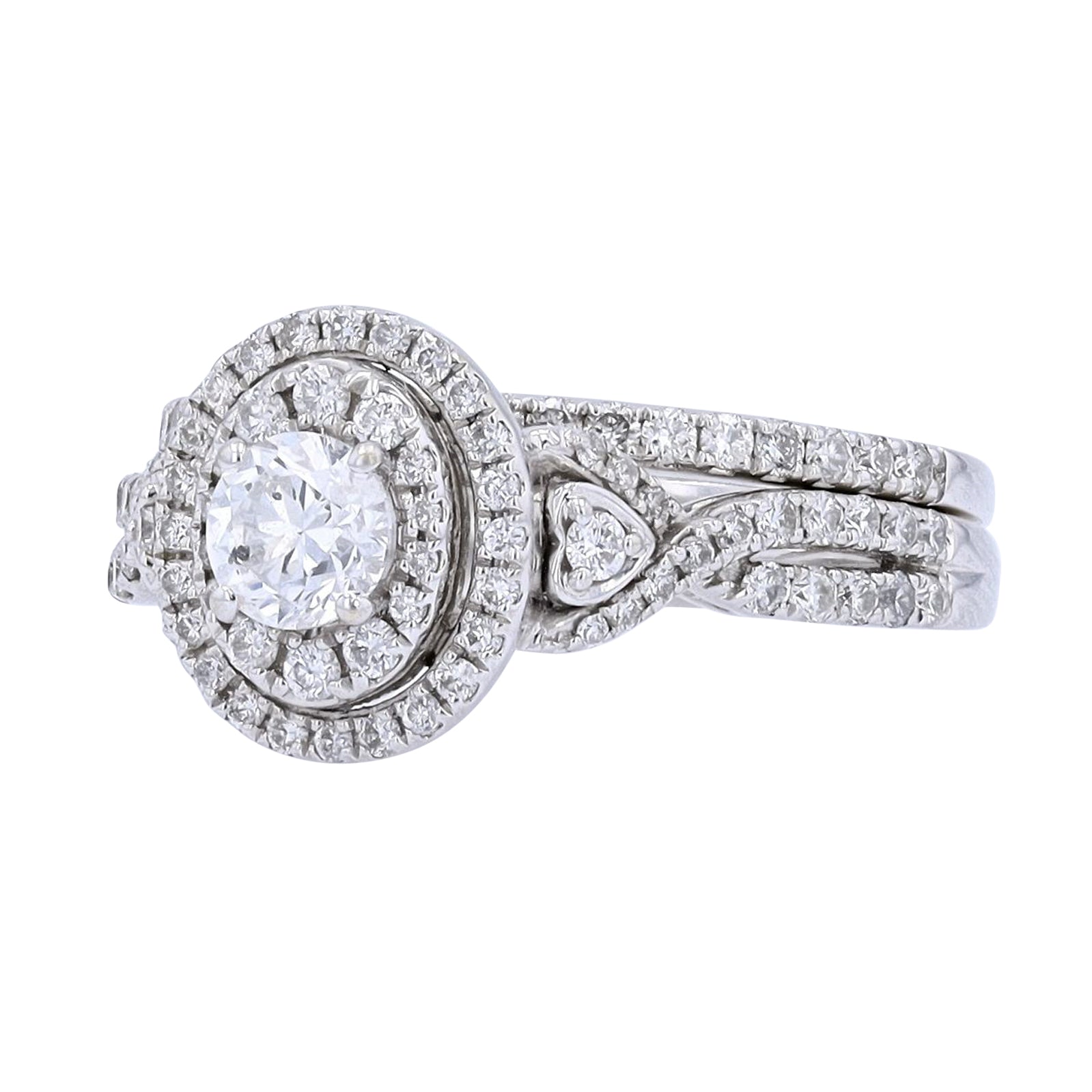14K WG 1/2 CTR Oval Halo Bridal Set