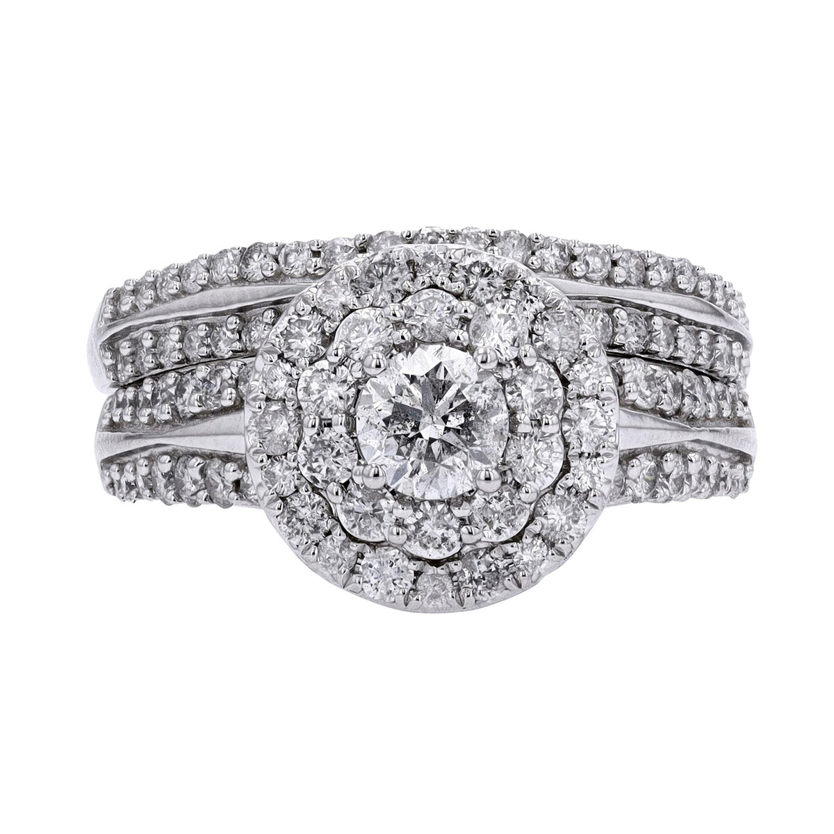 14K WG Halo Diamond Bridal Settrong>