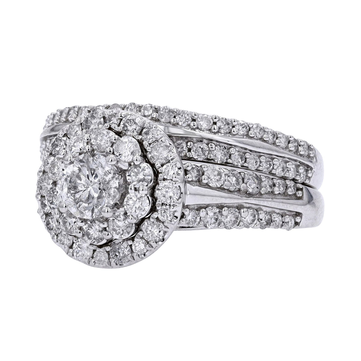 14K WG Halo Diamond Bridal Settrong>