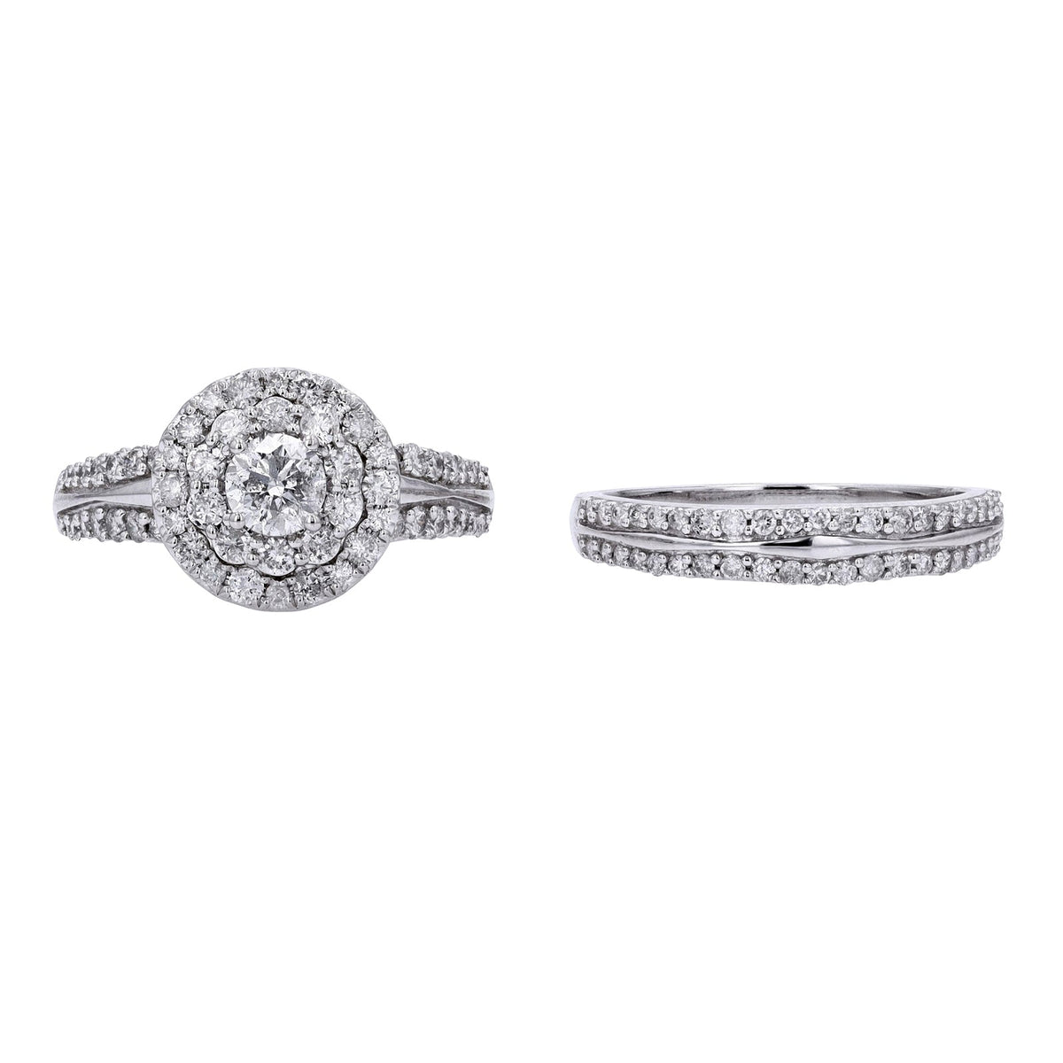14K WG Halo Diamond Bridal Settrong>
