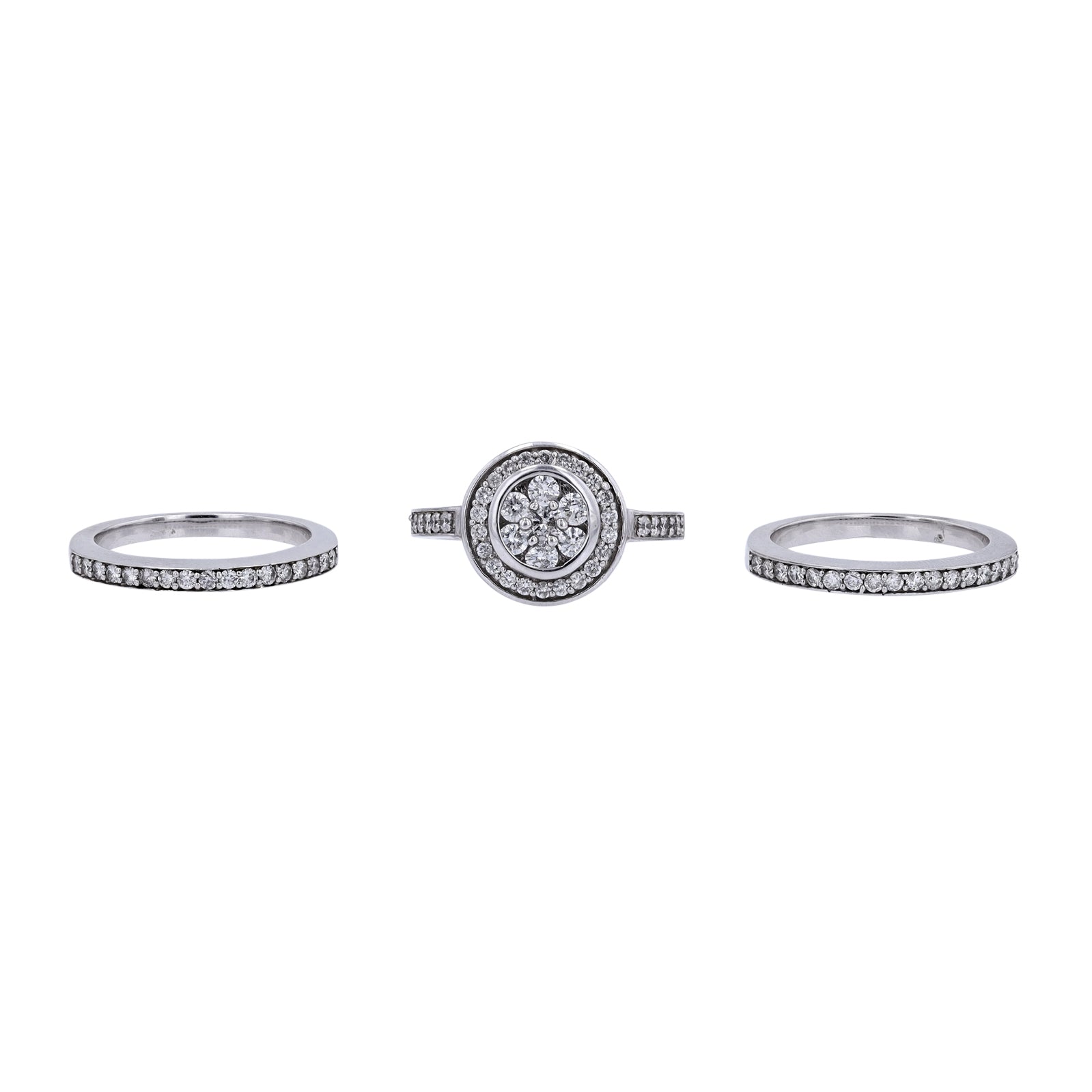 14K WG 1.50 CTW Diamond Cluster Bridal Set