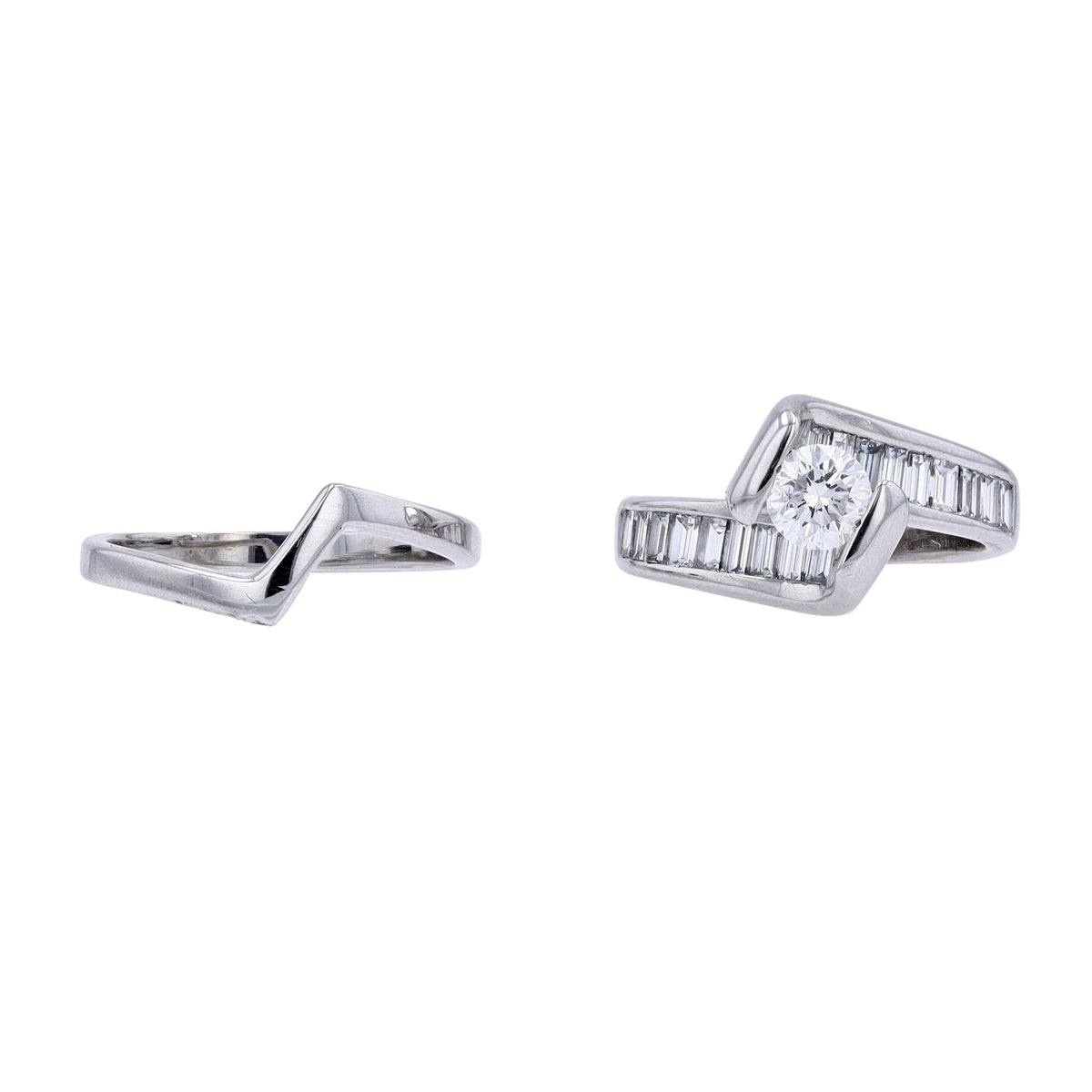 14K WG 1/2 CT Center Bridal Set