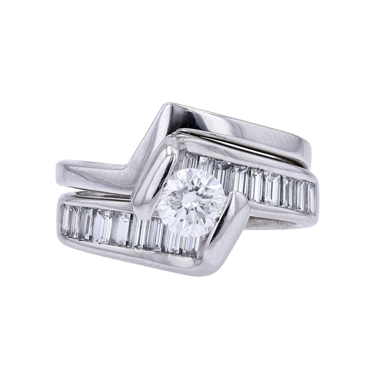 14K WG 1/2 CT Center Bridal Set