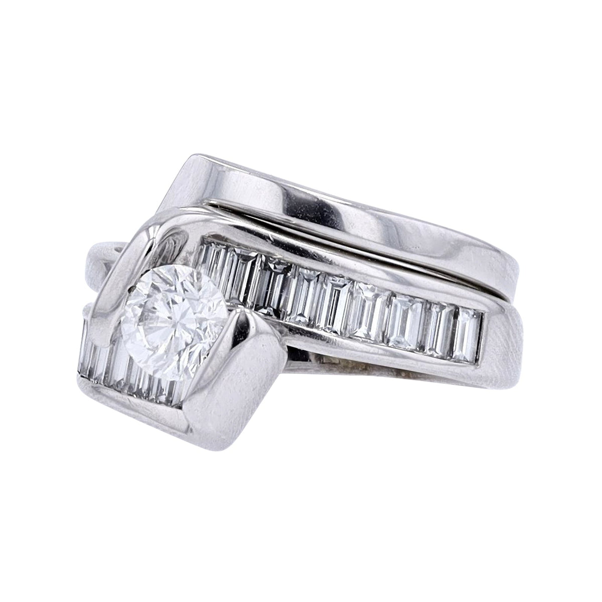 14K WG 1/2 CT Center Bridal Set