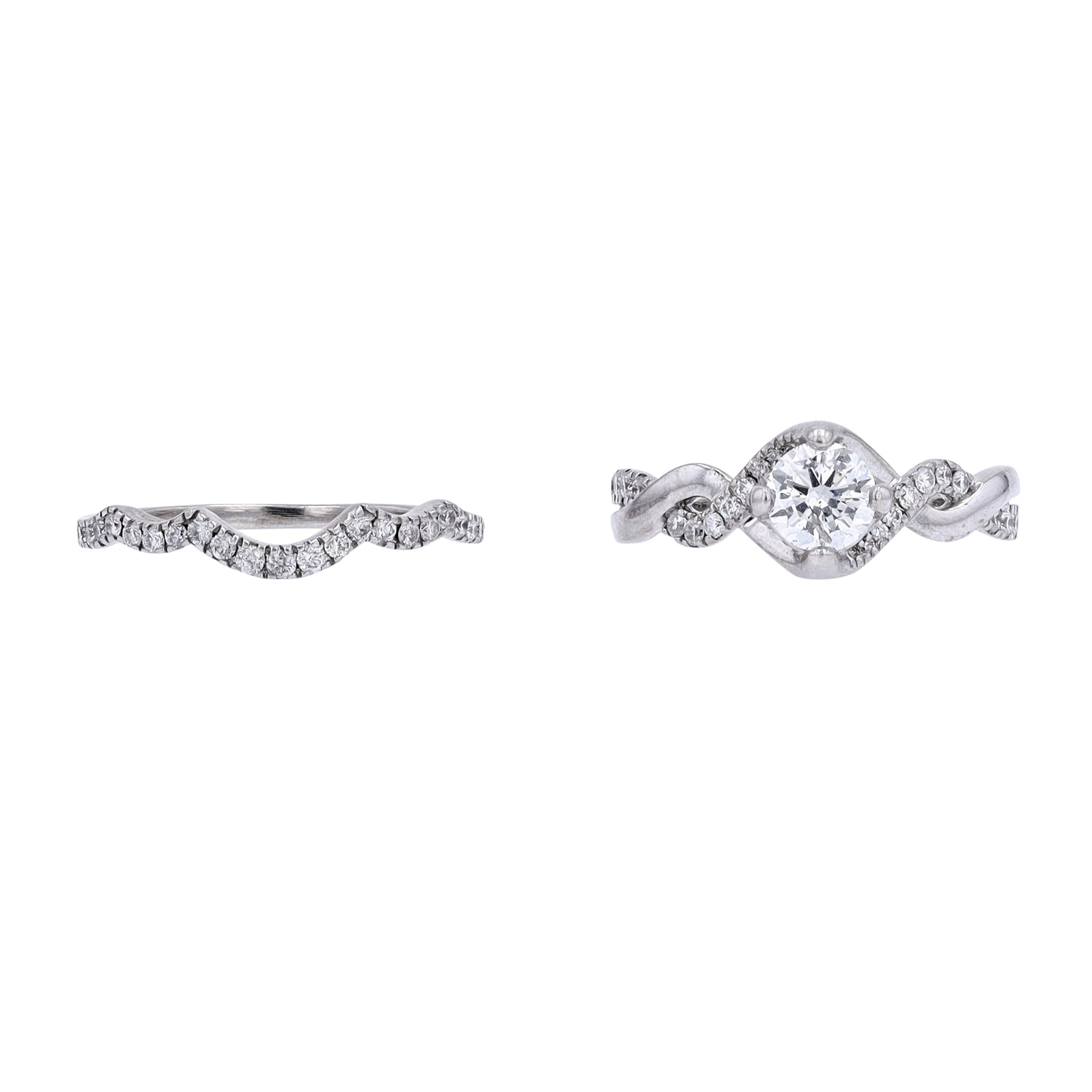 14K WG .70 CTR RBC Diamond Bridal Set