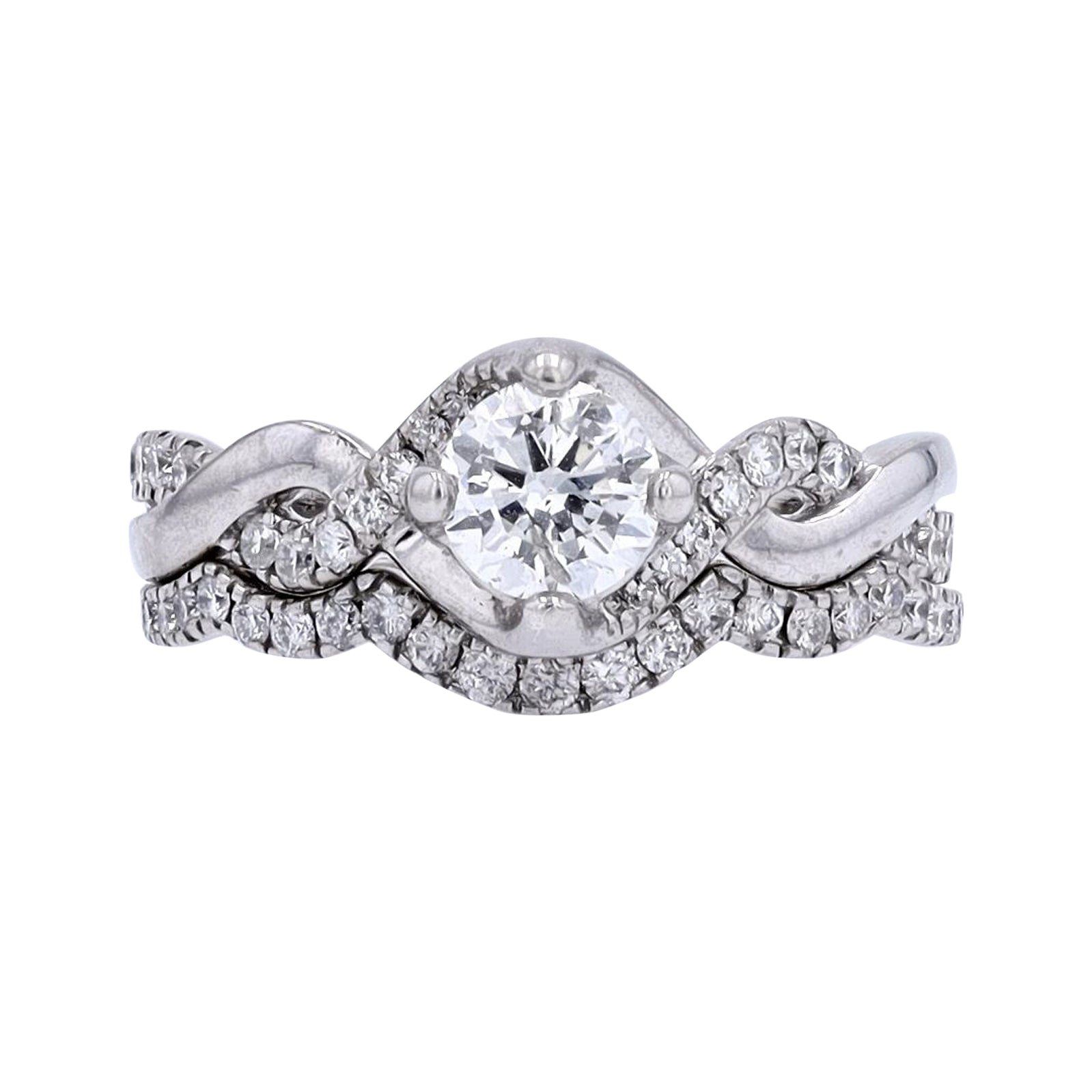 14K WG .70 CTR RBC Diamond Bridal Set