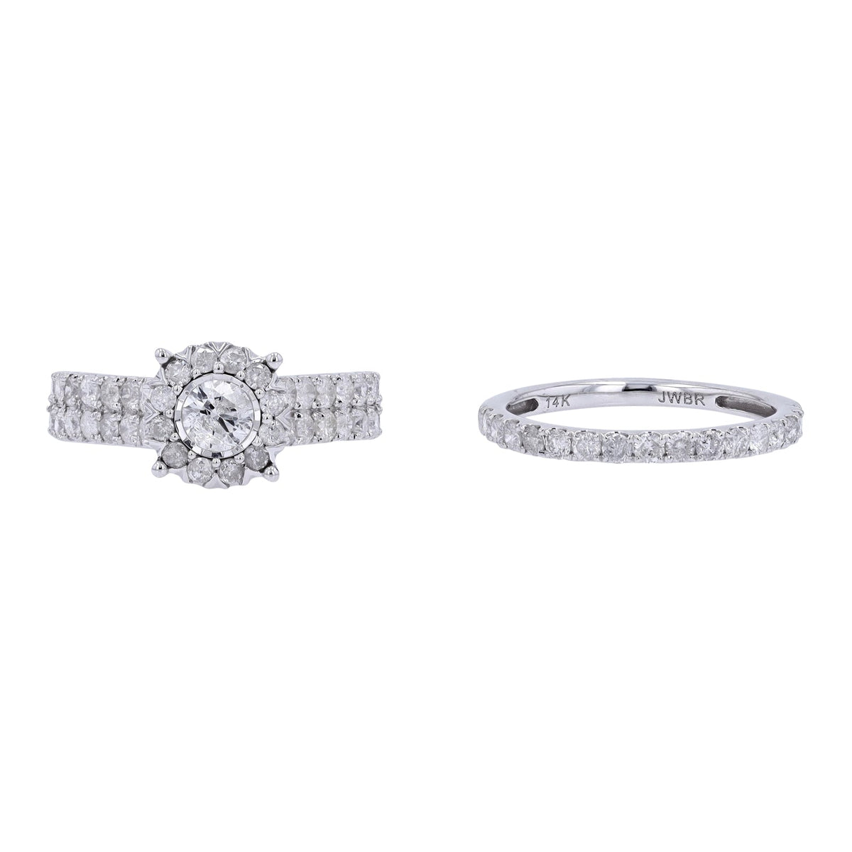 14K WG 2.04 CTW Diamond Halo Bridal Set
