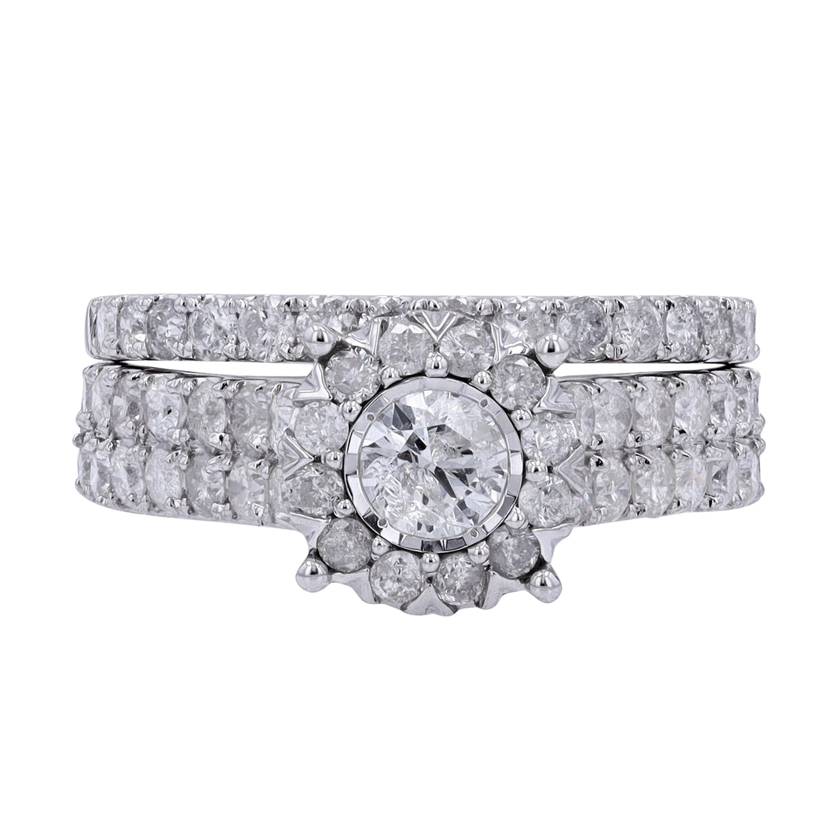 14K WG 2.04 CTW Diamond Halo Bridal Set