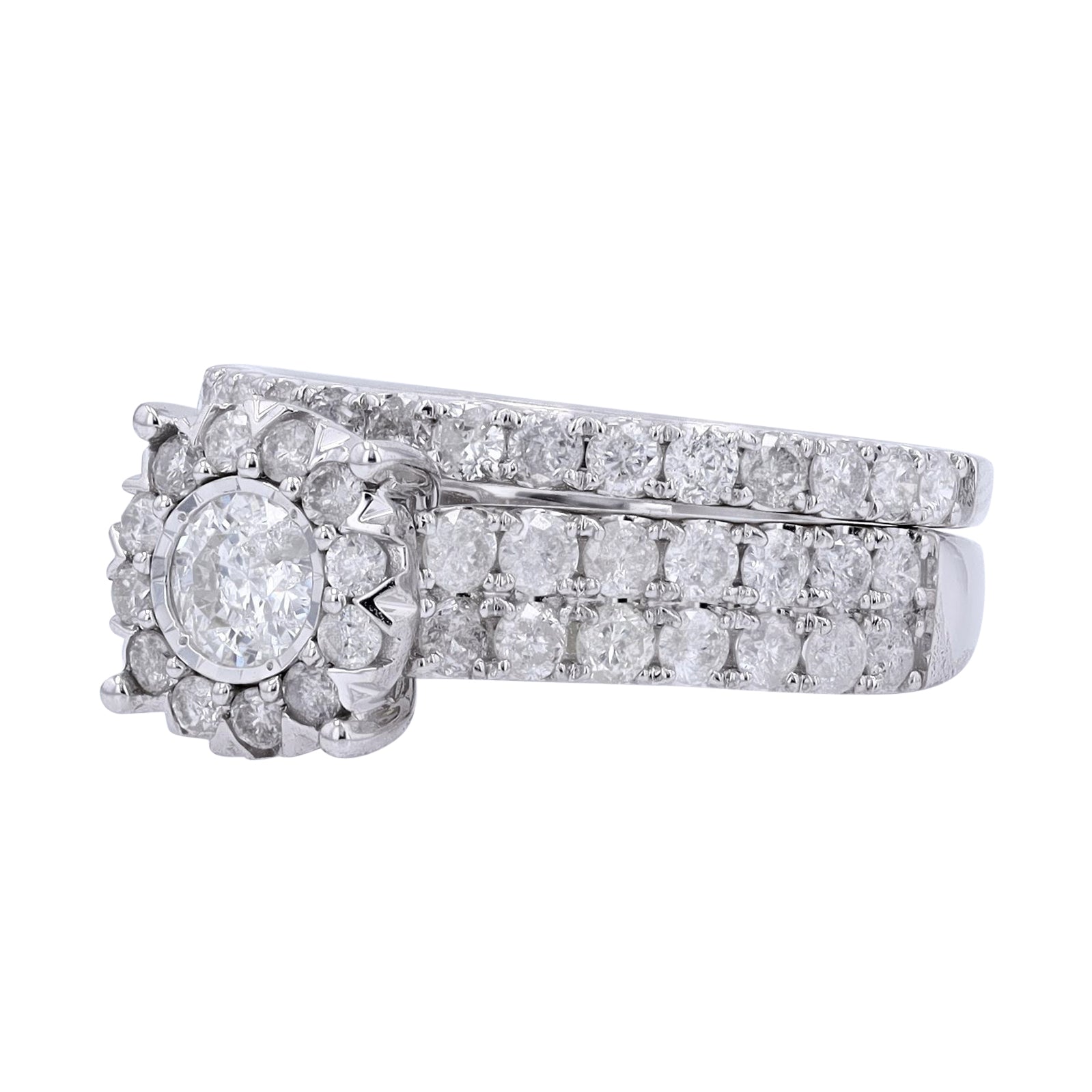 14K WG 2.04 CTW Diamond Halo Bridal Set