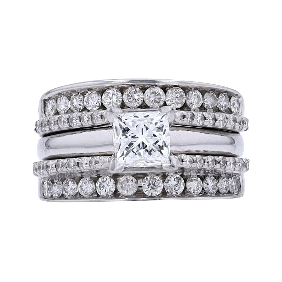 14K WG 1.0 CT Princess Cut Center Bridal Set<p><strong>Leo Available</p></strong>