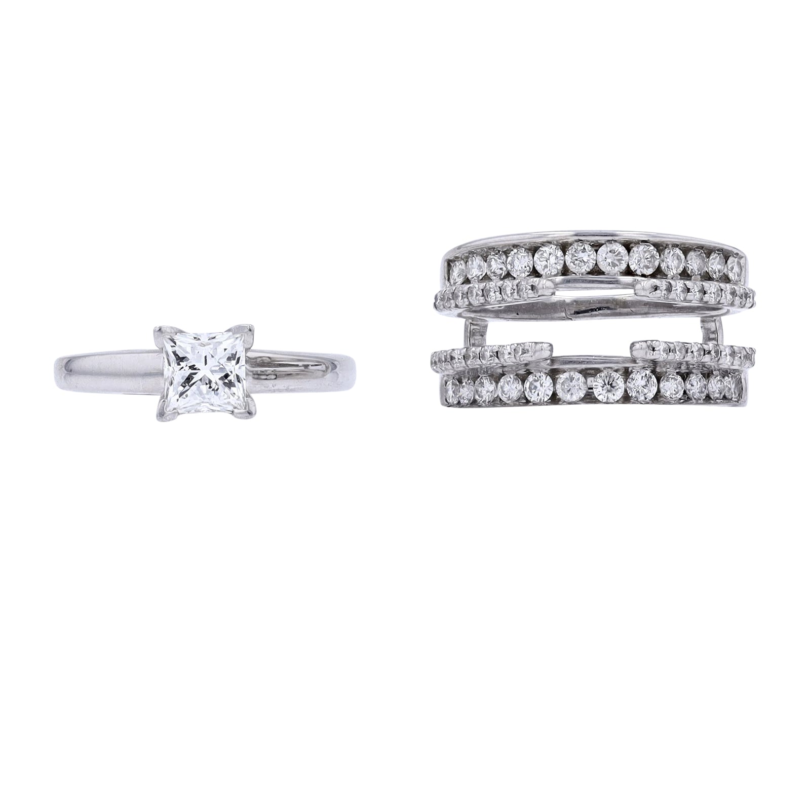 14K WG 1.0 CT Princess Cut Center Bridal Set<p><strong>Leo Available</p></strong>