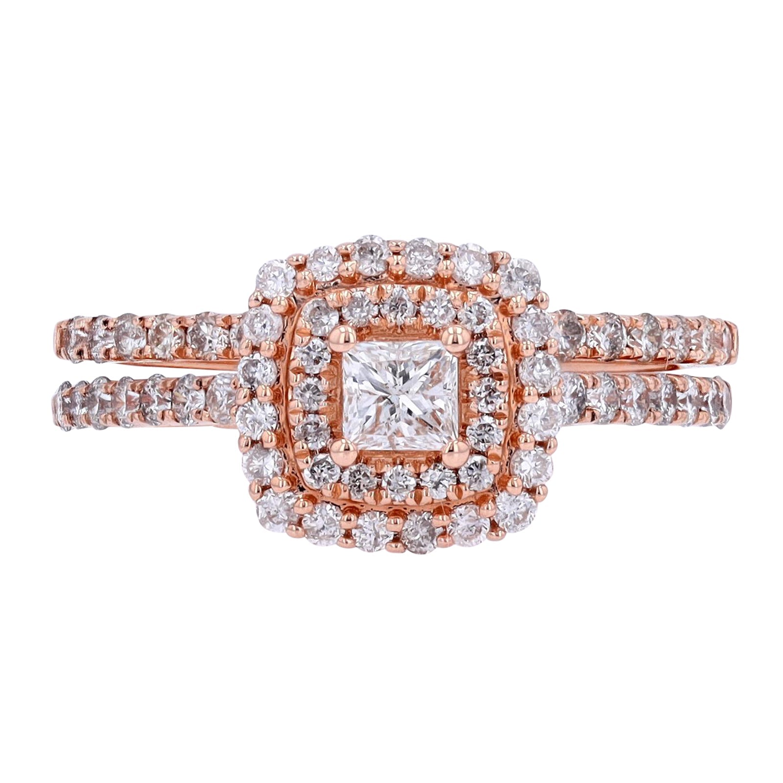 10K RG Princess Cut Center Bridal Set