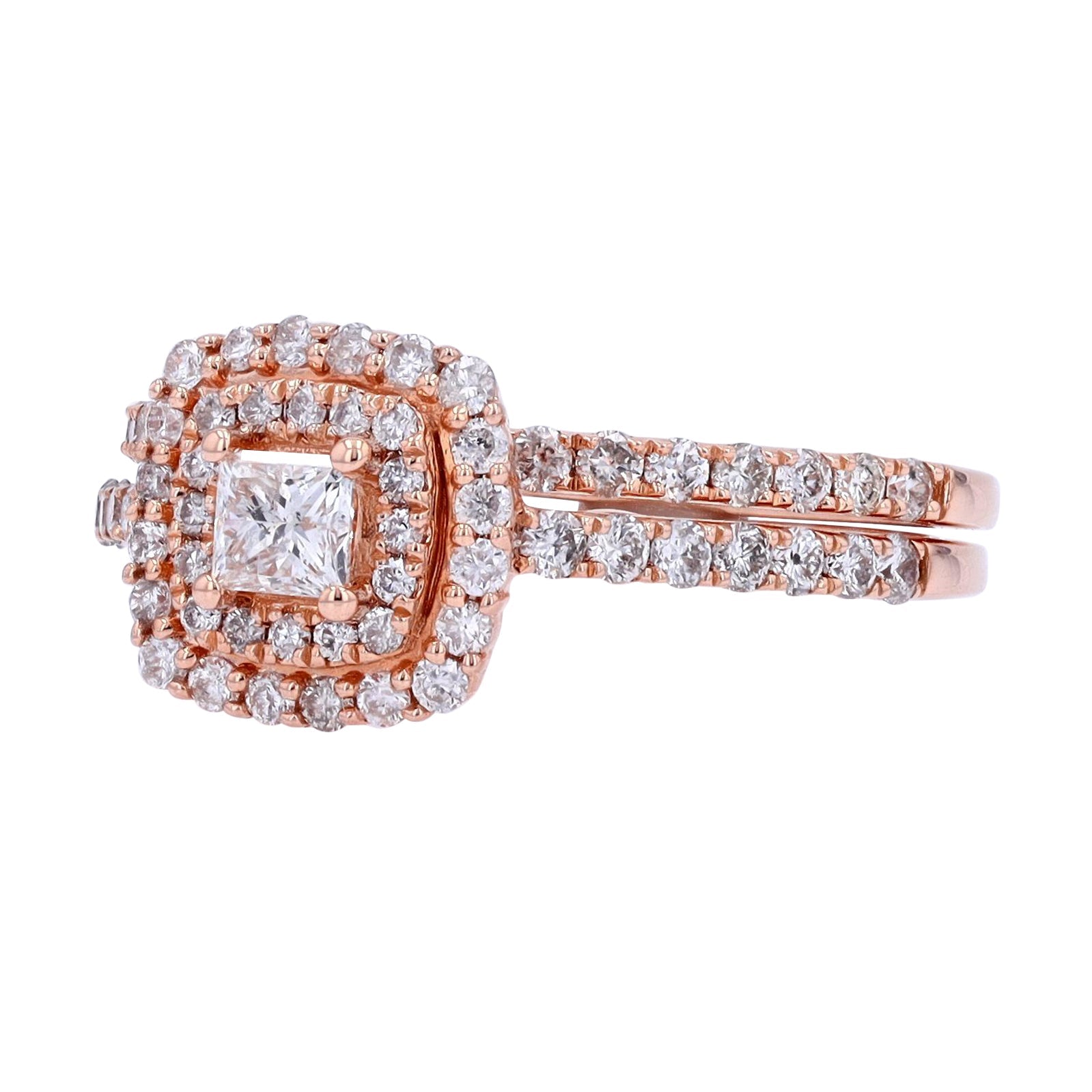 10K RG Princess Cut Center Bridal Set