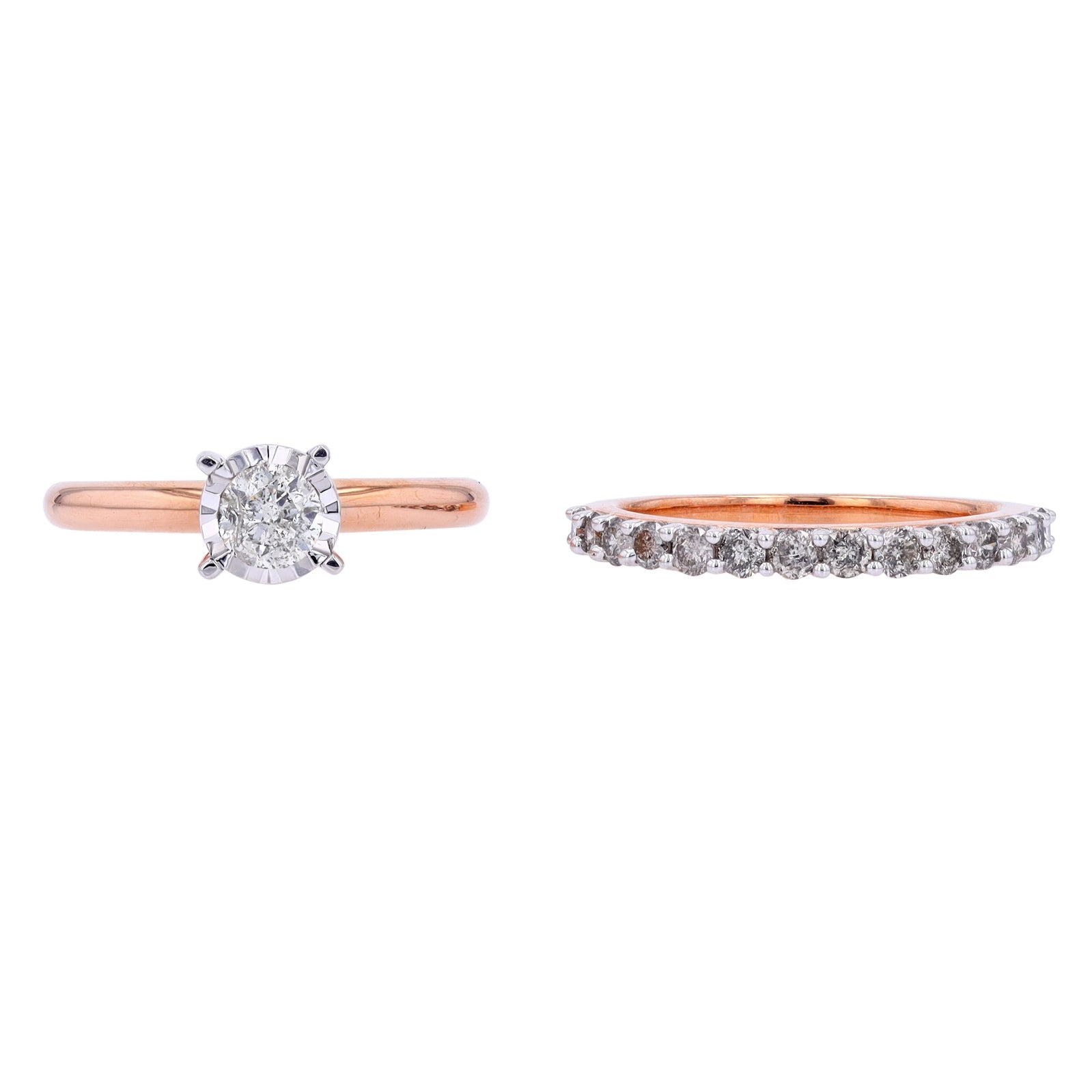 10K RG 1/2 CTR Miracle Set Diamond Bridal Set