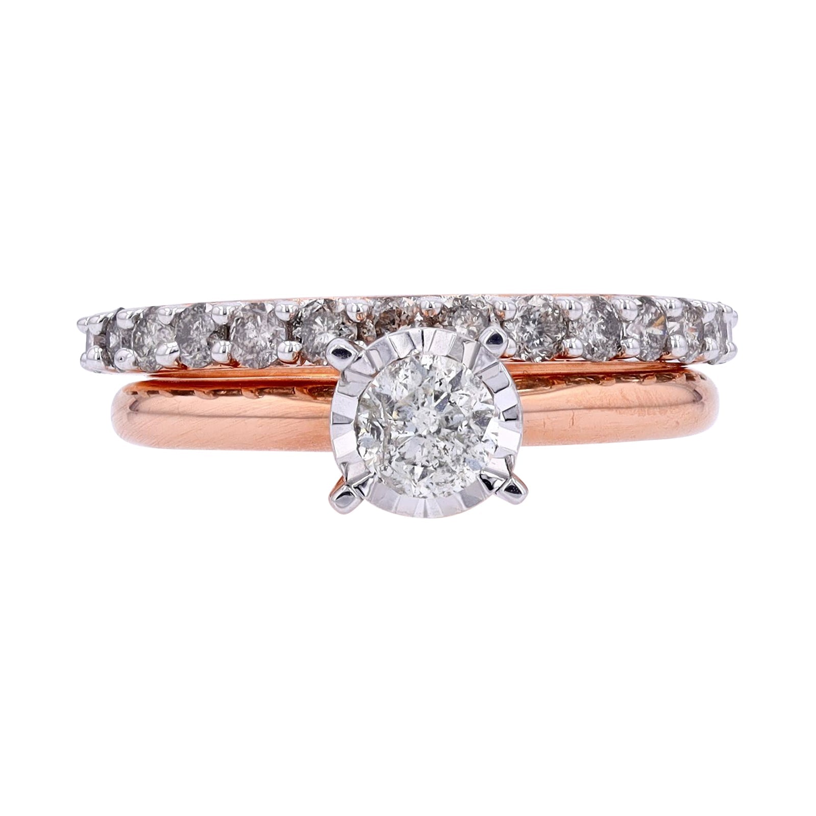 10K RG 1/2 CTR Miracle Set Diamond Bridal Set