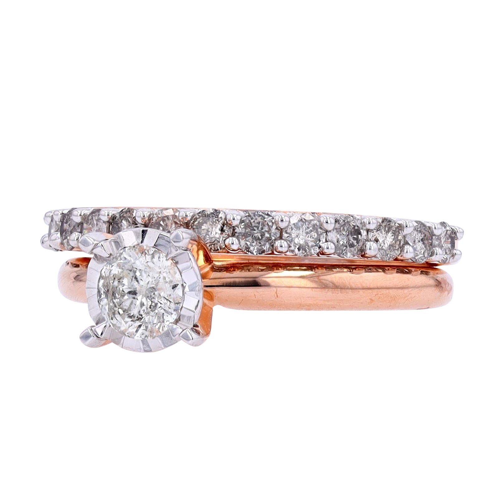 10K RG 1/2 CTR Miracle Set Diamond Bridal Set