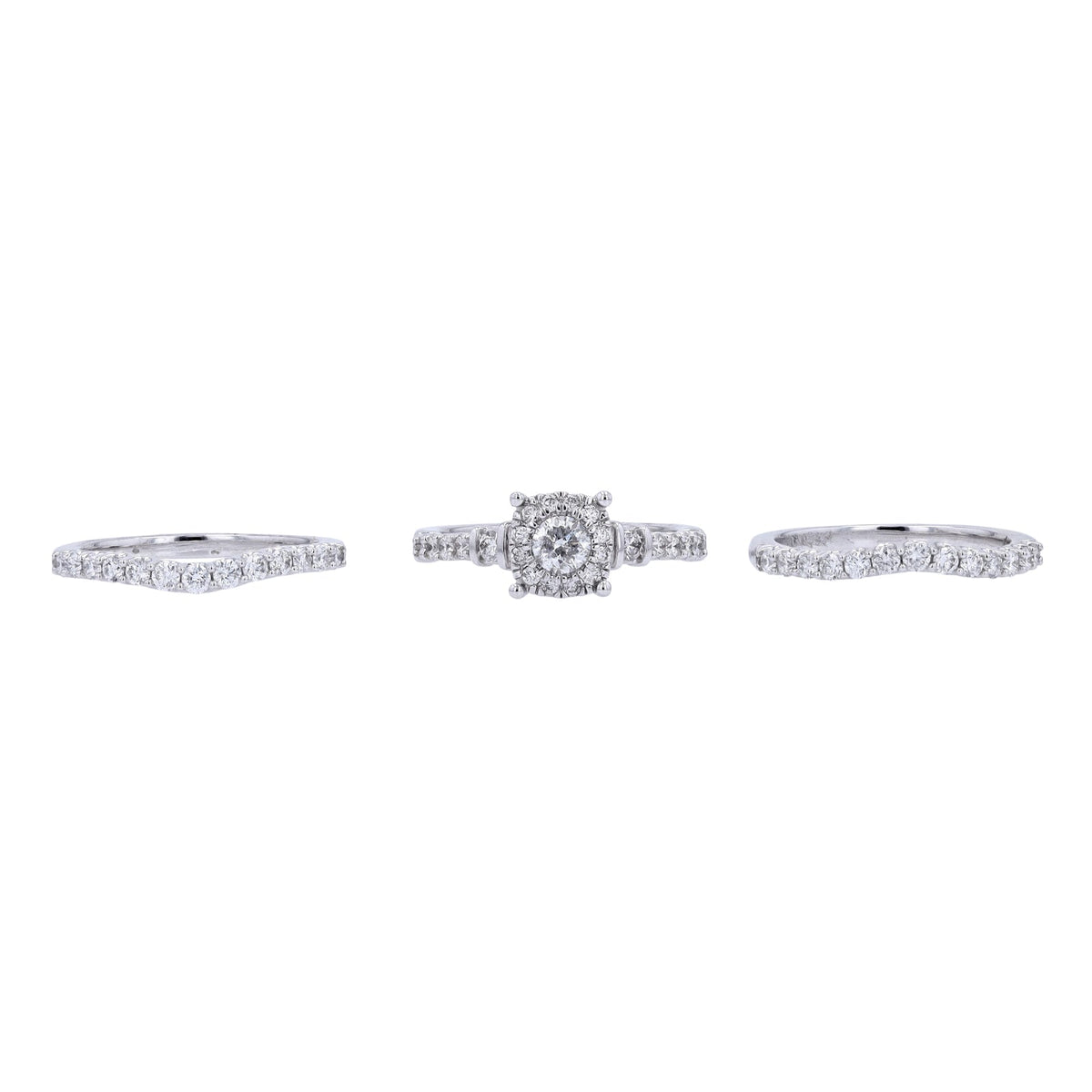 14K WG 1/3 CTR Halo Bridal Set