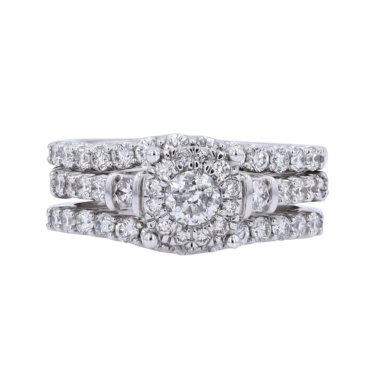14K WG 1/3 CTR Halo Bridal Set