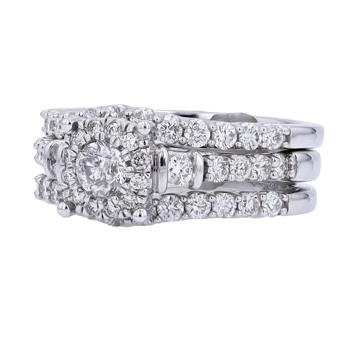 14K WG 1/3 CTR Halo Bridal Set