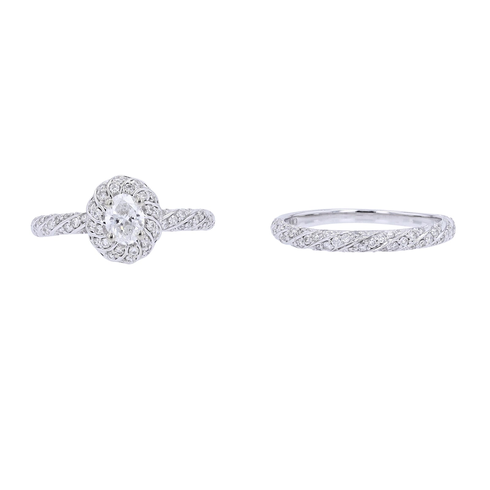 10K WG 3/8 CT Oval Center Bridal Set