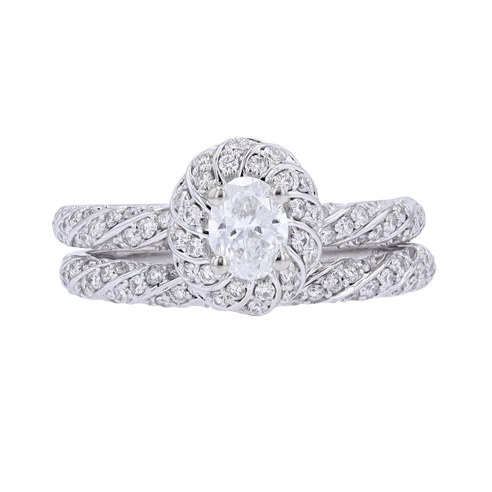10K WG 3/8 CT Oval Center Bridal Set