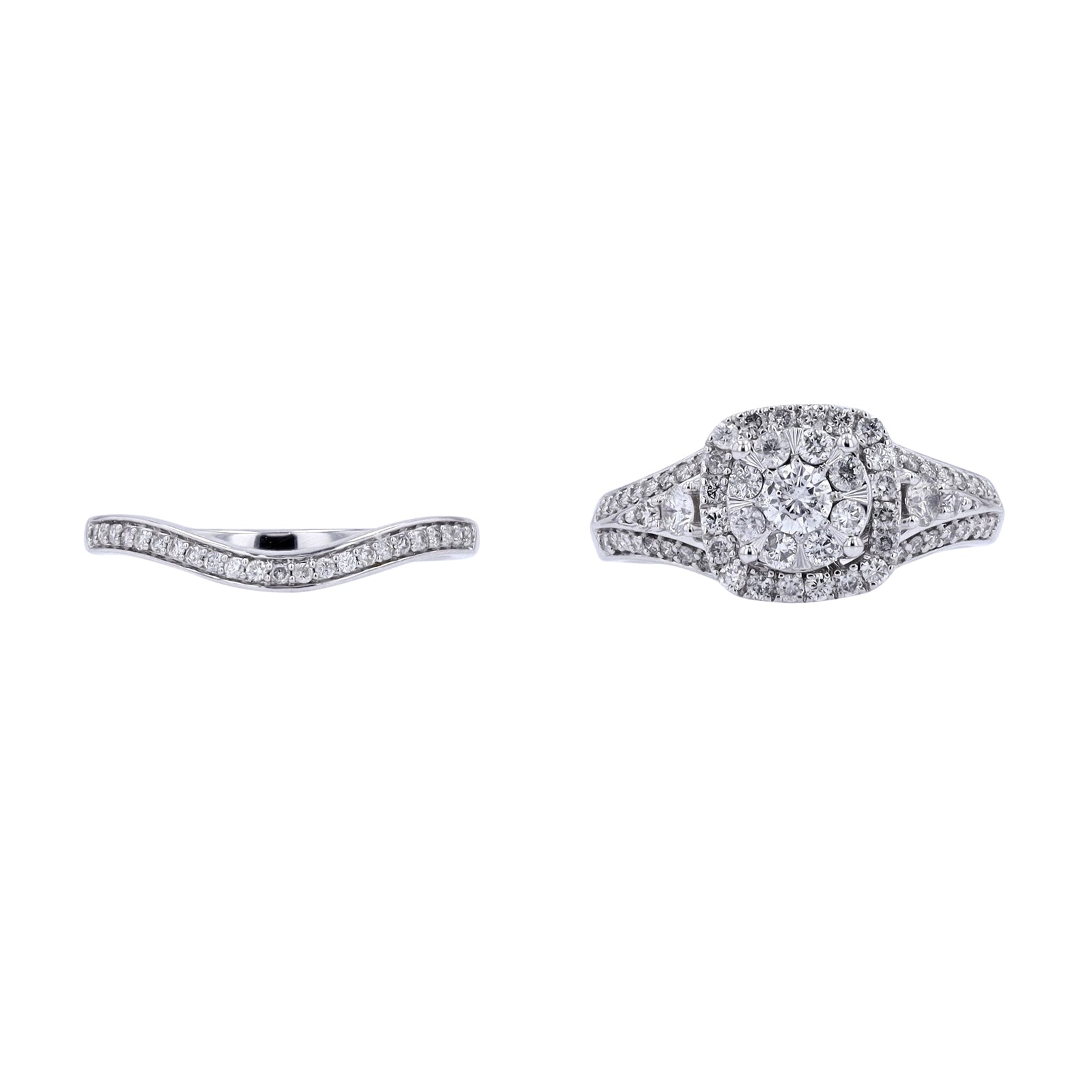 10K WG 1/5 CTR Diamond Cluster Bridal Set