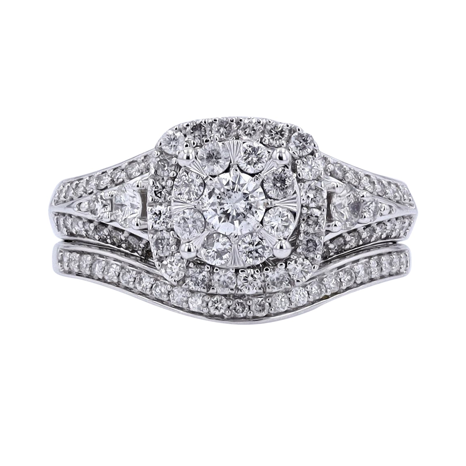 10K WG 1/5 CTR Diamond Cluster Bridal Set