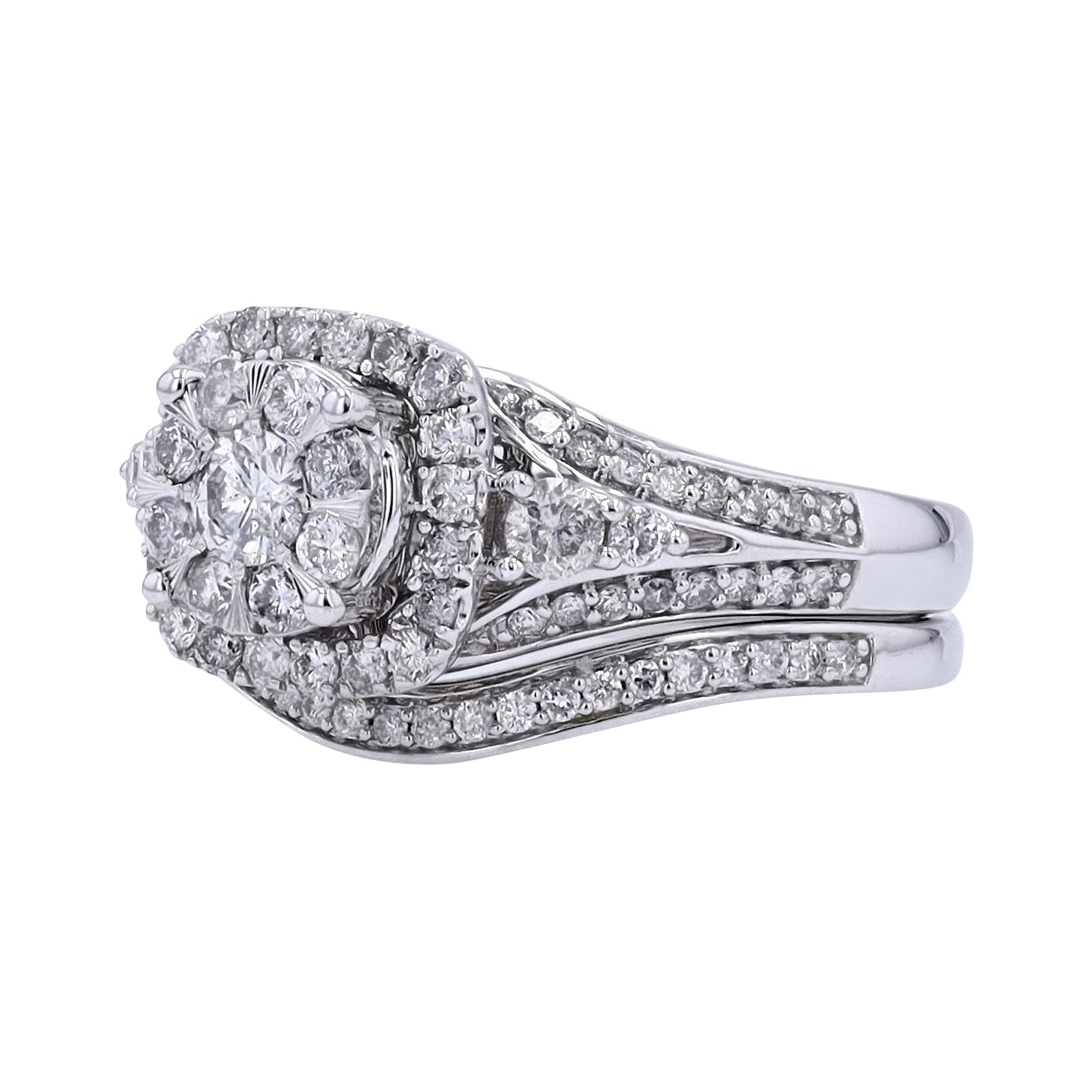 10K WG 1/5 CTR Diamond Cluster Bridal Set