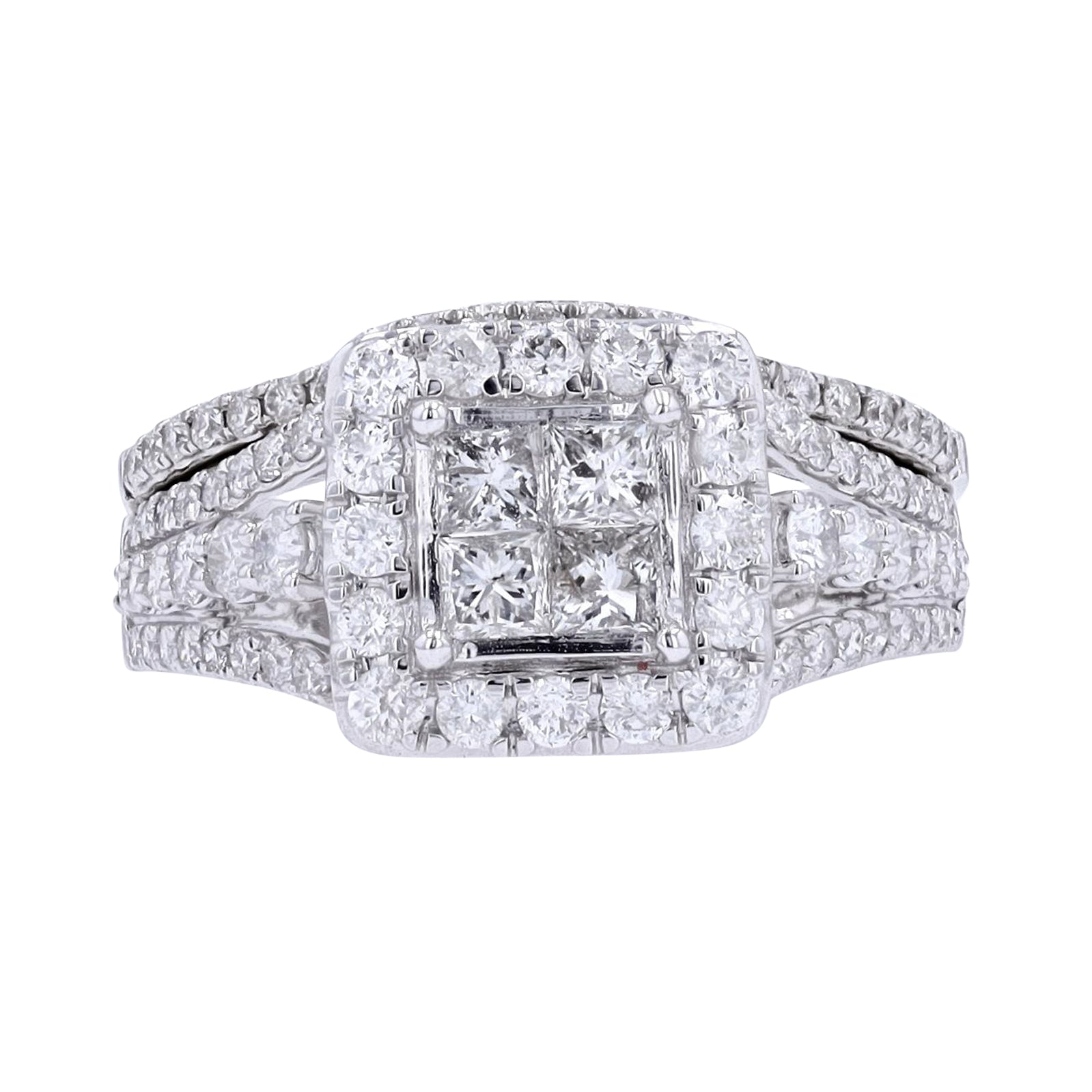 14K WG 1.50 CTW Diamond Cluster Bridal Set