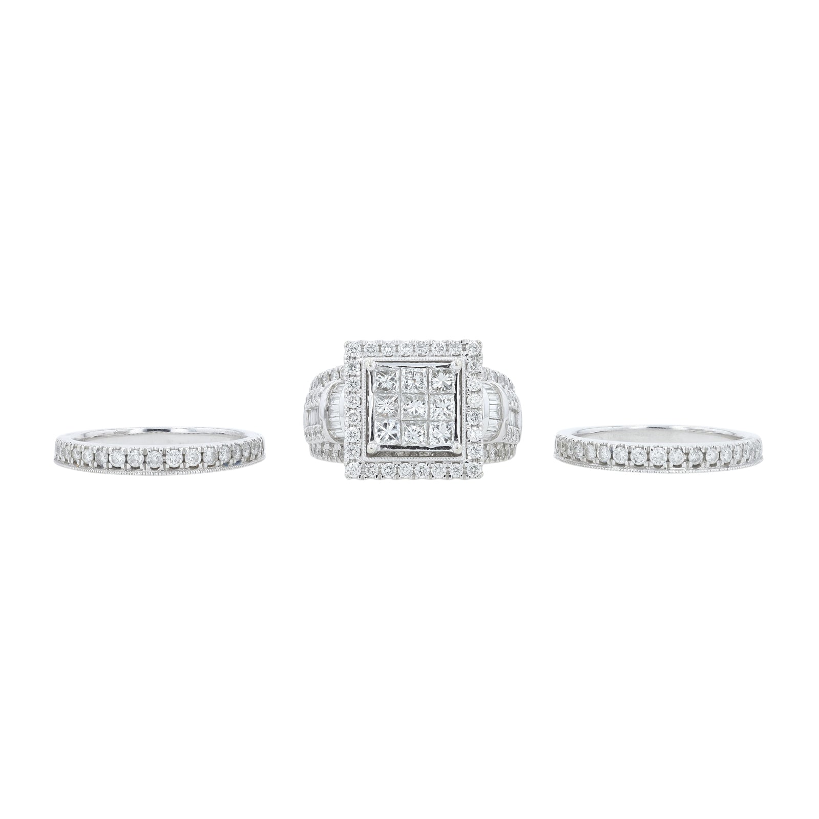 14K WG 3 CT Bridal Set
