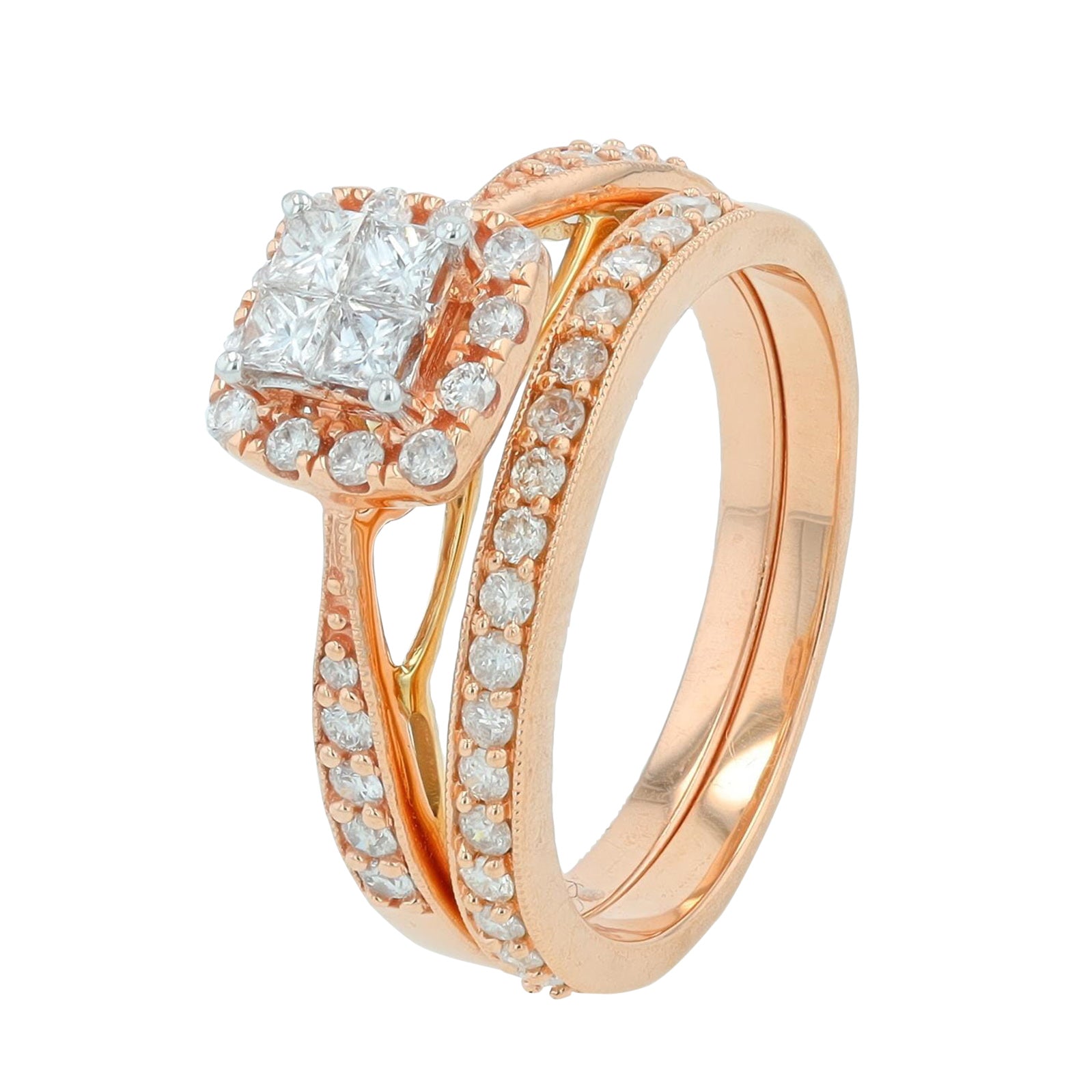 14K RG .75 CT Diamond Bridal Set