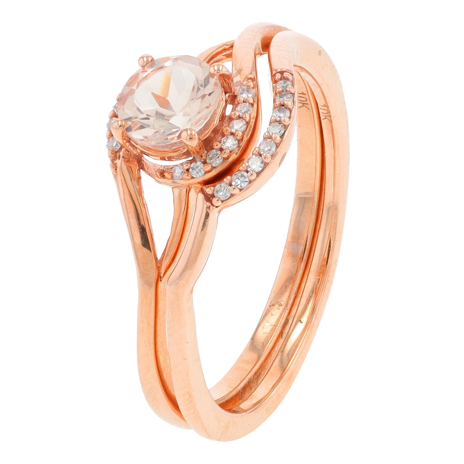 10K RG Morganite Bridal Set