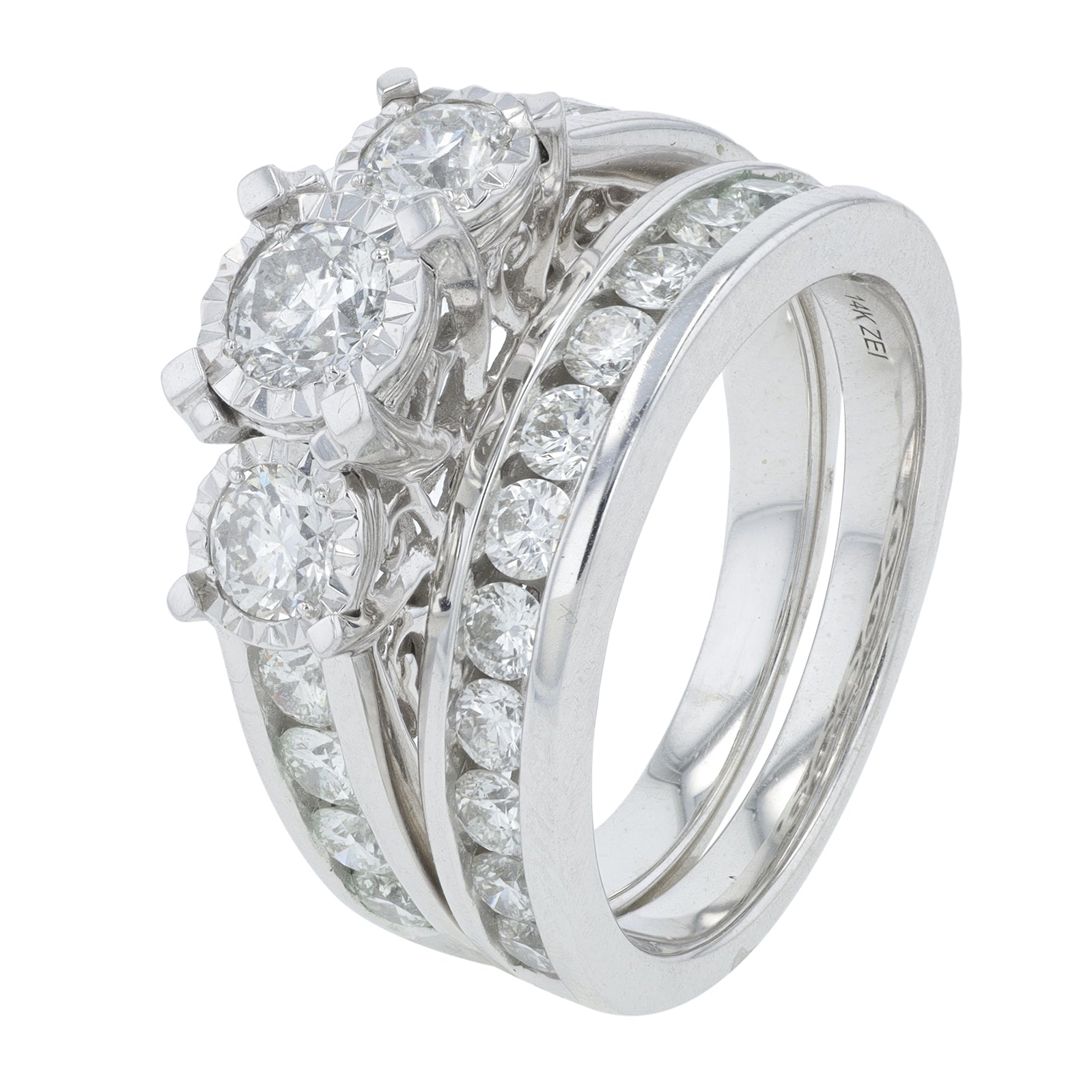 14K WG 2 CTW Diamond Bridal Set