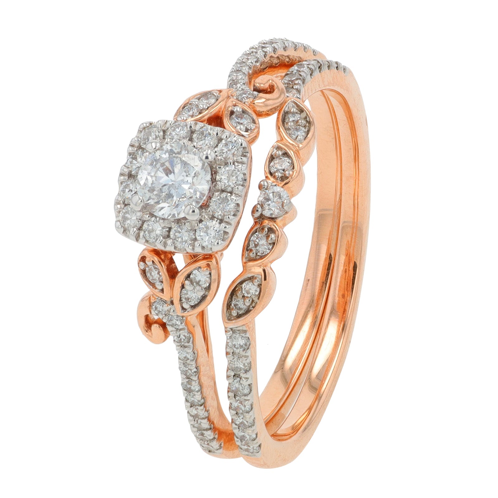 14K RG .50 CT Diamond Bridal Set