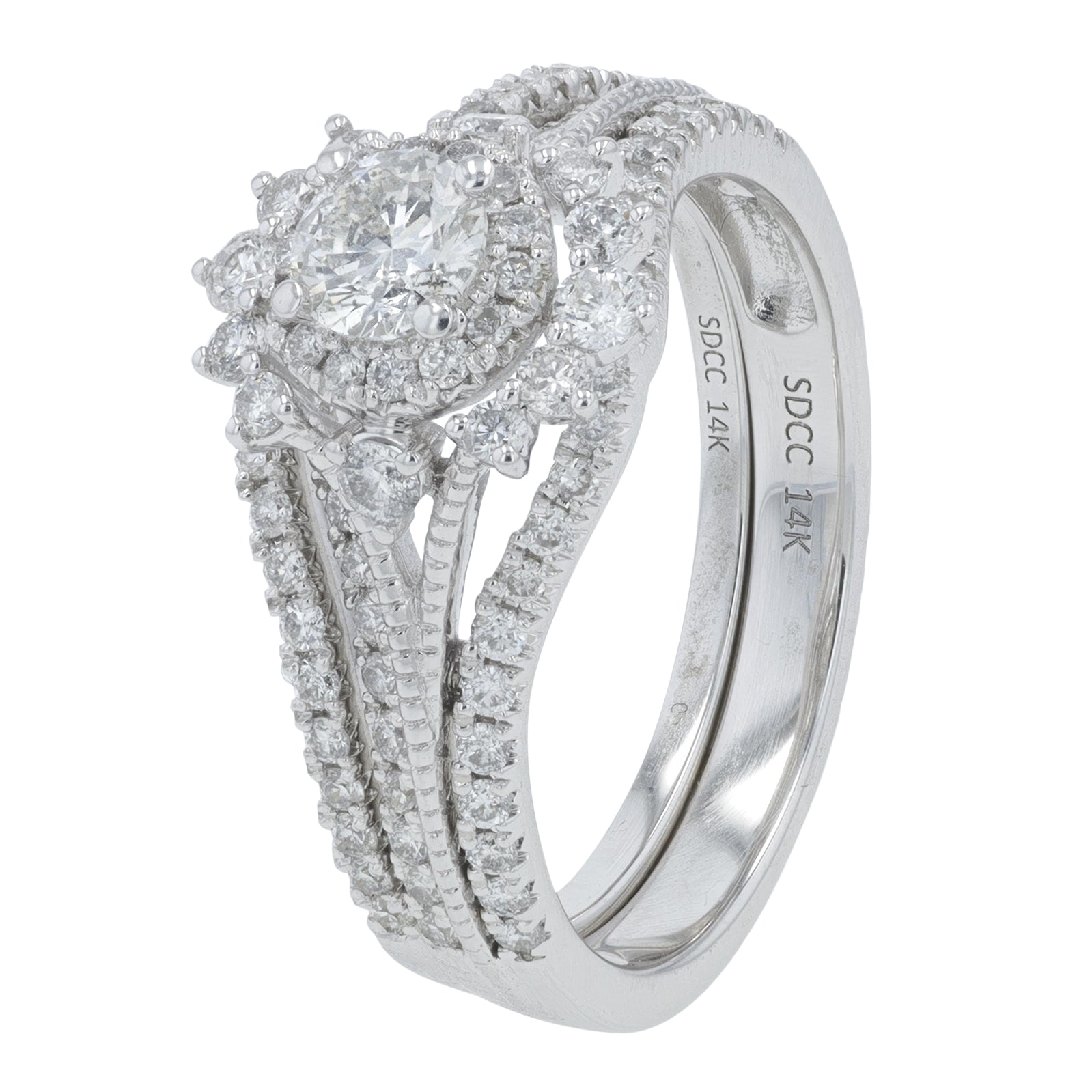 14K WG 1 CTW Diamond Bridal Set