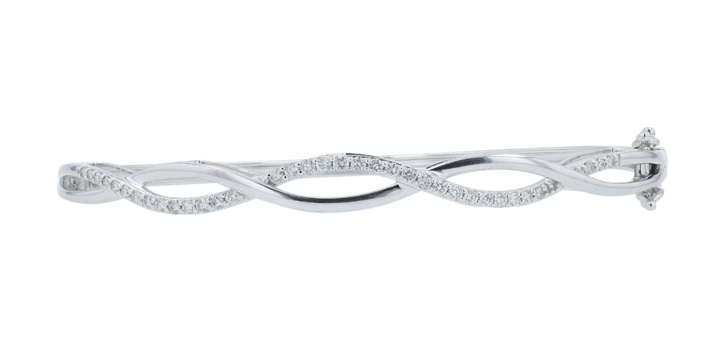 10K WG .50 CTW Diamond Crossover Bangle